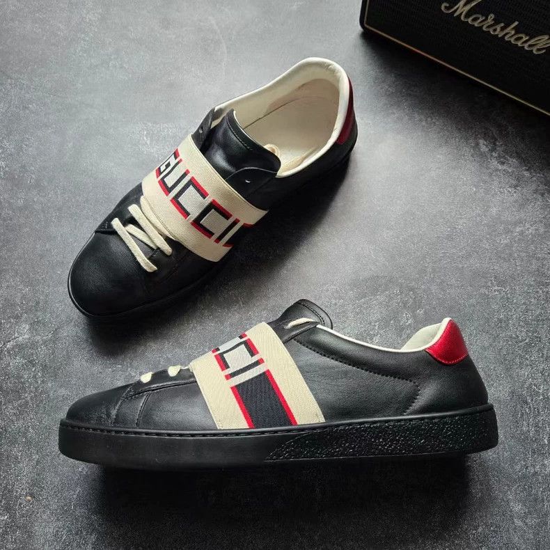 Gucci GUCCI Ace Black Strap Sneakers Size 8 Size US 8 / EU 41 - 2 Thumbnail
