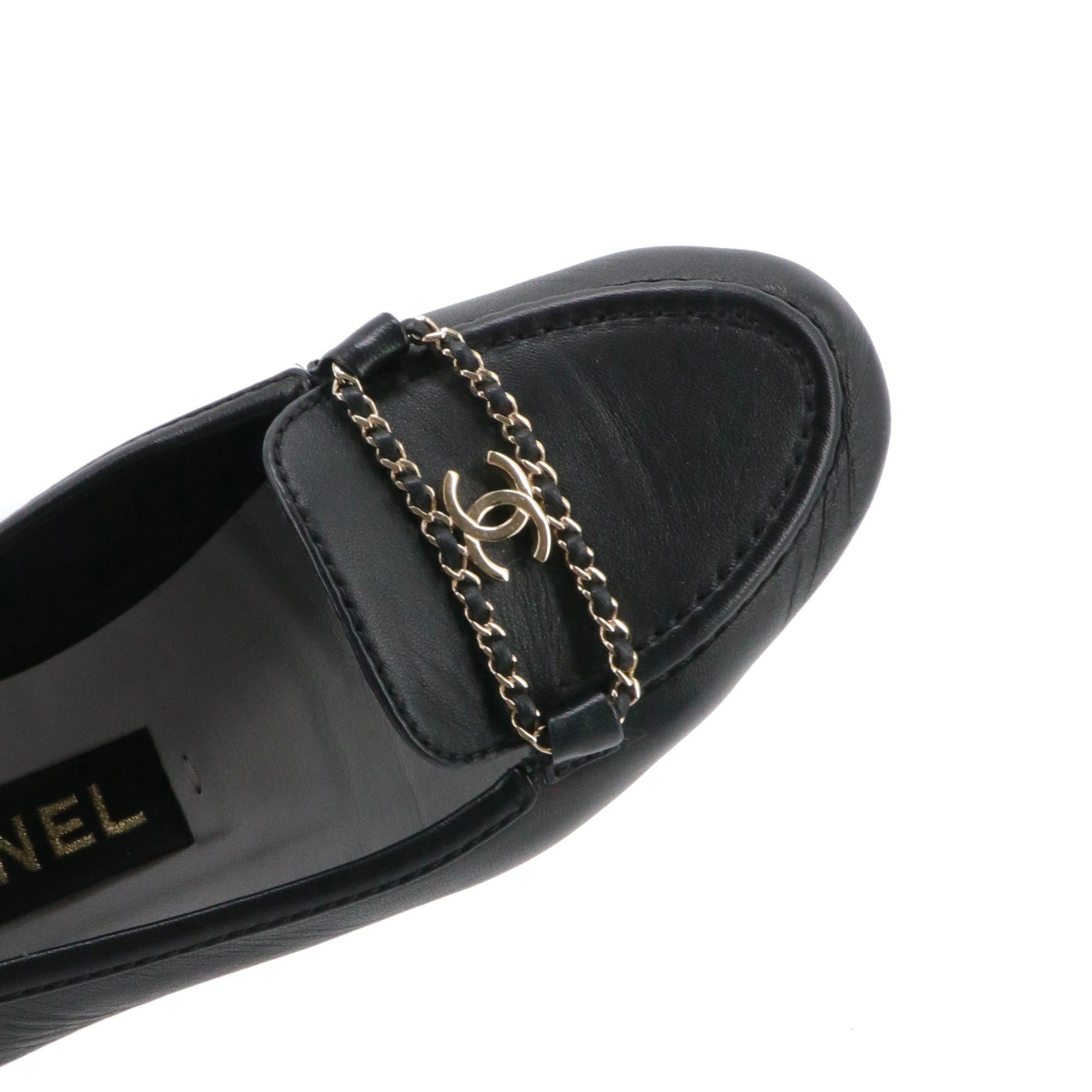 Chanel CHANEL - Chanel CC loafers in black leather (size 36.5) Size US 5.5 / IT 35.5 - 4 Thumbnail