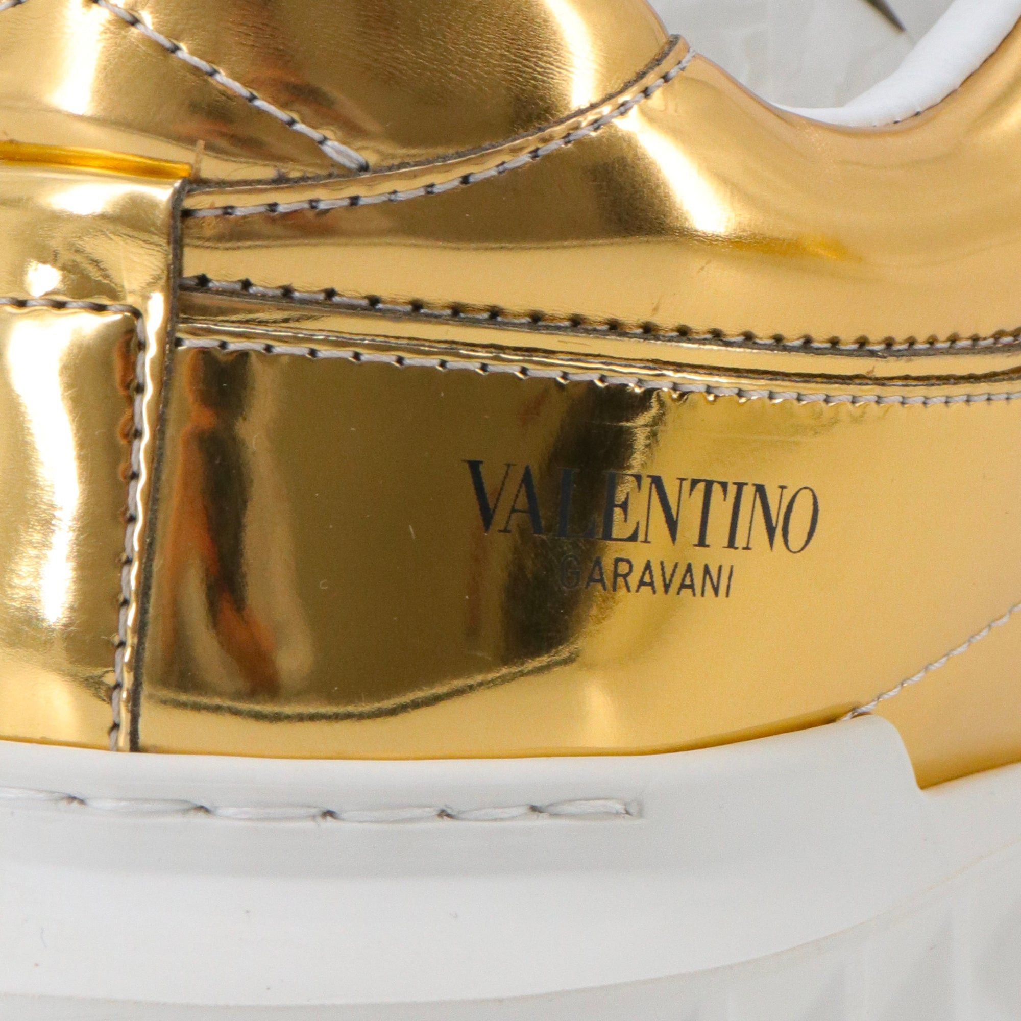Valentino VALENTINO - Valentino One Stud sneakers in gold leather (T38) Size US 7 / IT 37 - 6 Thumbnail