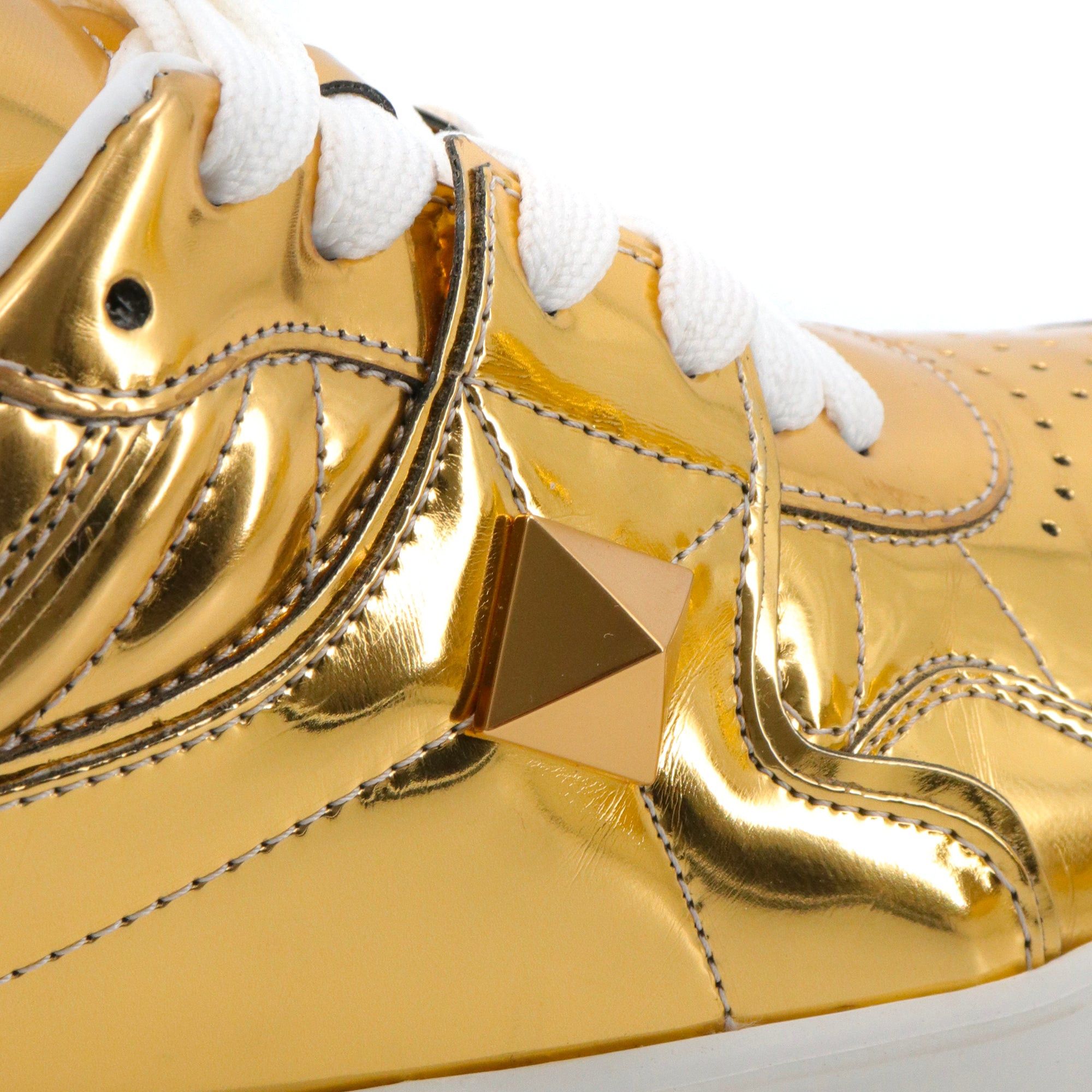 Valentino VALENTINO - Valentino One Stud sneakers in gold leather (T38) Size US 7 / IT 37 - 5 Thumbnail