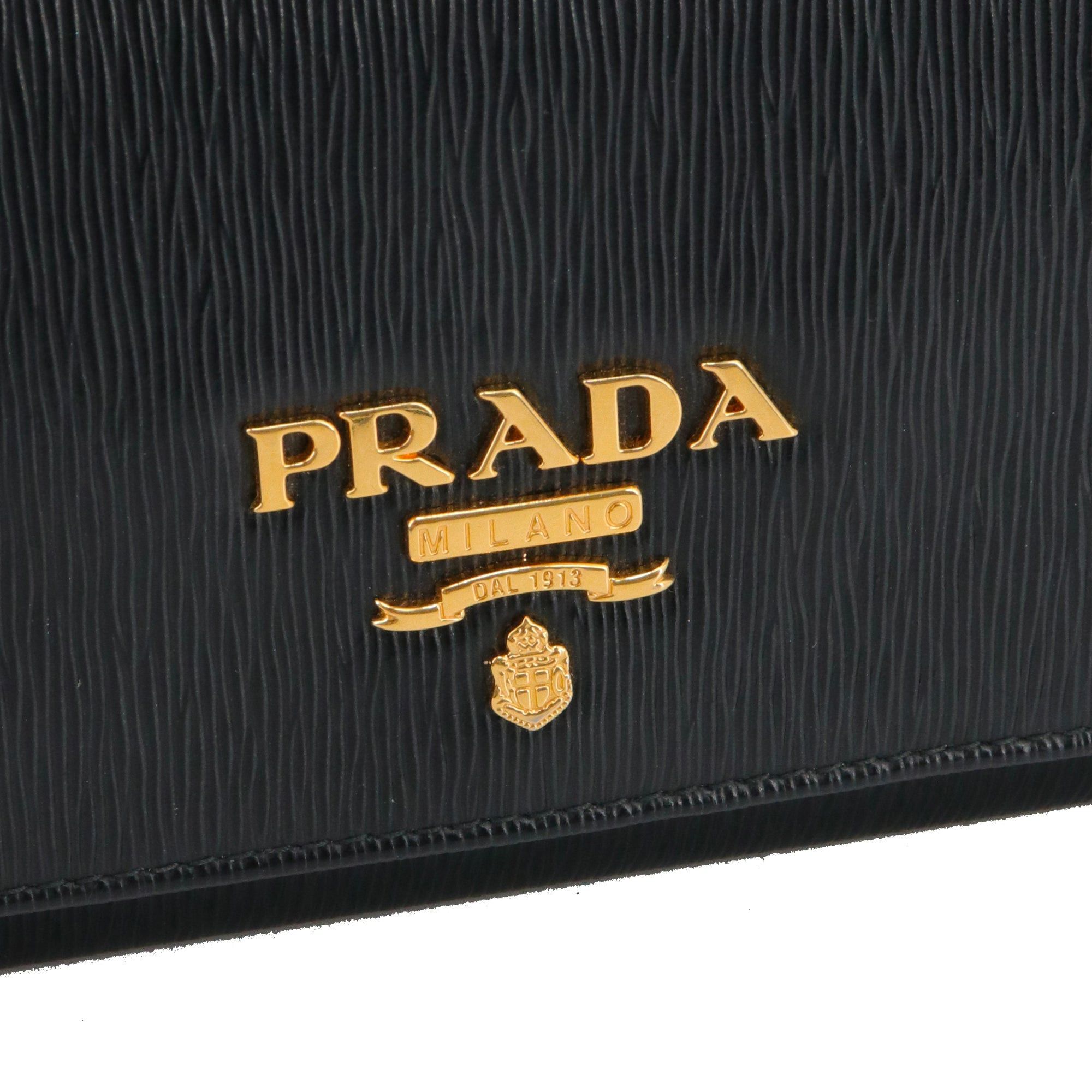 Prada PRADA - Prada Vitello Move wallet on chain in black grained leather Size ONE SIZE - 4 Thumbnail