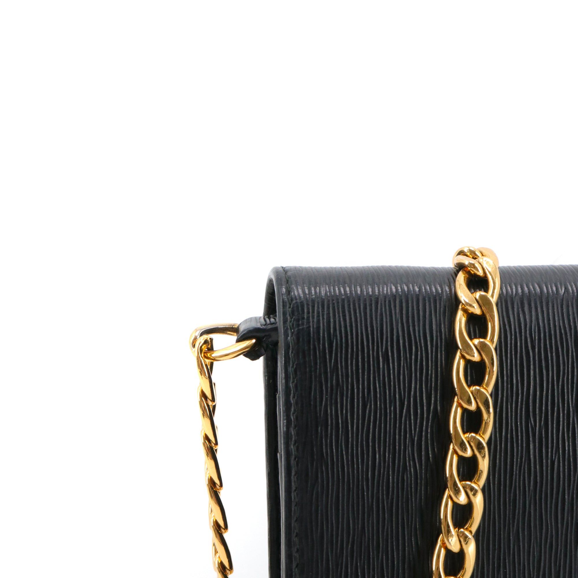Prada PRADA - Prada Vitello Move wallet on chain in black grained leather Size ONE SIZE - 5 Thumbnail