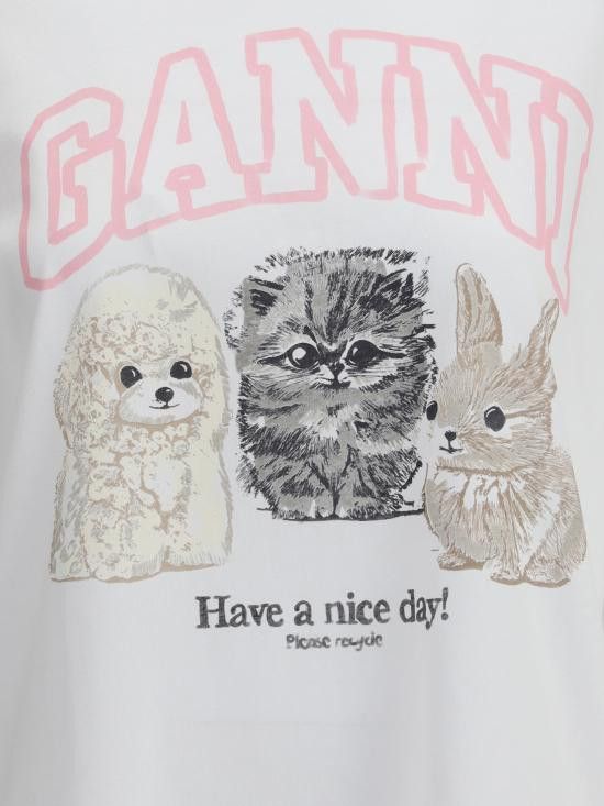 Ganni GANNI Women Tops T4275 151 WHITE Size L / US 10 / IT 46 - 3 Thumbnail