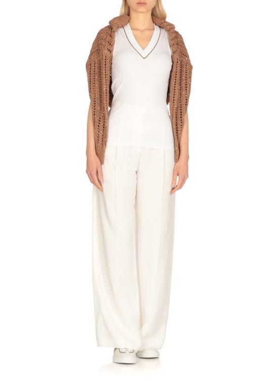 Brunello Cucinelli BRUNELLO CUCINELLI Women Tops MG902FP312 COW29 White Size XS / US 0-2 / IT 36-38 - 2 Thumbnail