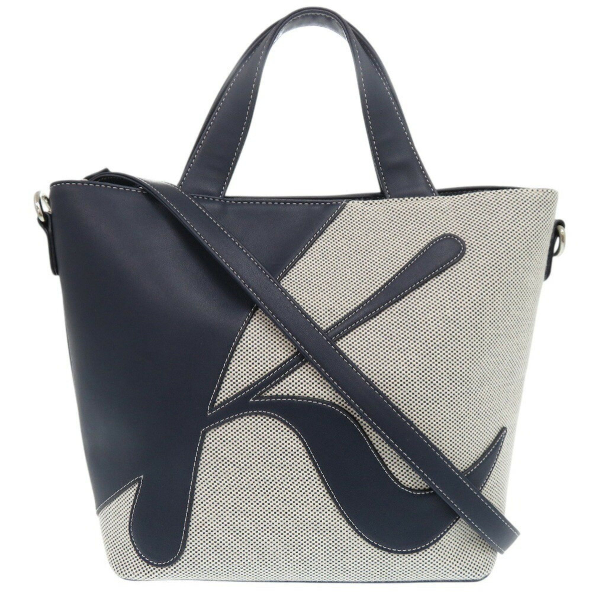 Other Like new Kitamura Leather Navy White Handbag Shoulder Bag 1347Kitamura Size ONE SIZE - 2 Thumbnail