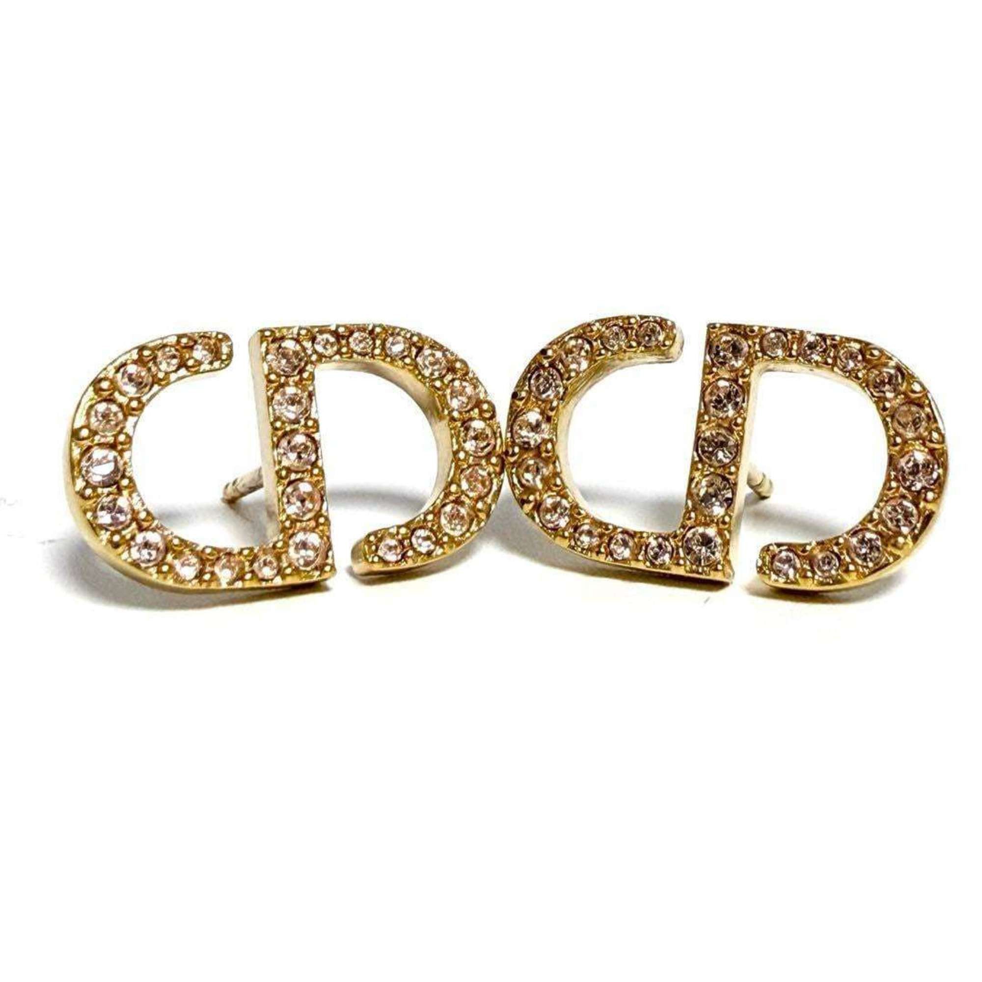 Dior Christian Dior Dior Petit CD Stud Earrings with Pink Rhinestones Size ONE SIZE - 7 Thumbnail