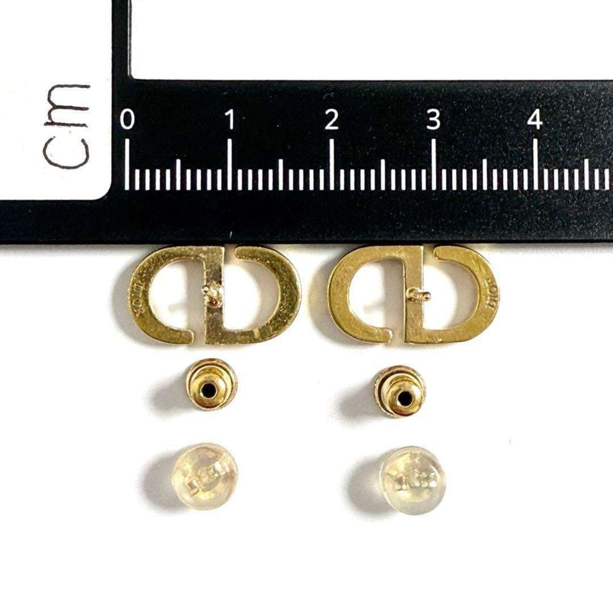Dior Christian Dior Dior Petit CD Stud Earrings with Pink Rhinestones Size ONE SIZE - 8 Thumbnail