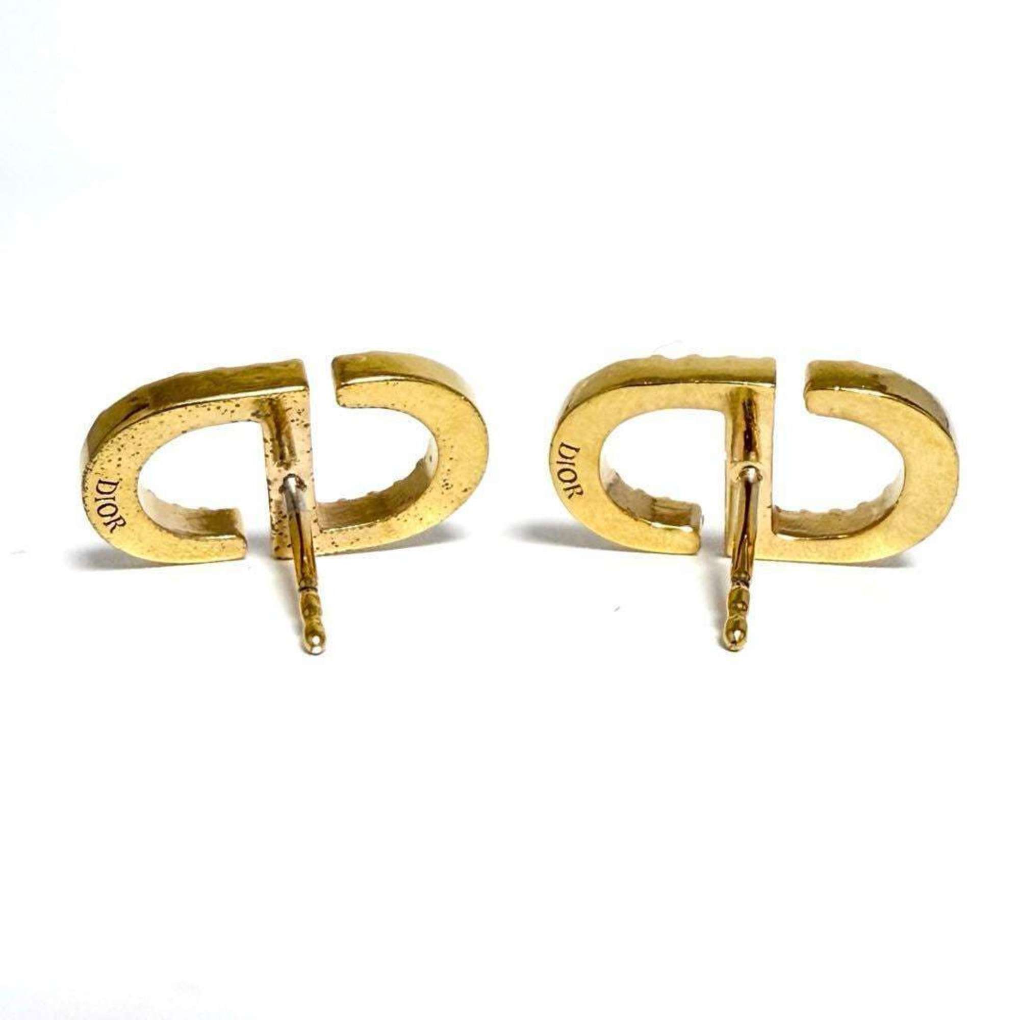 Dior Christian Dior Dior Petit CD Stud Earrings with Pink Rhinestones Size ONE SIZE - 3 Thumbnail