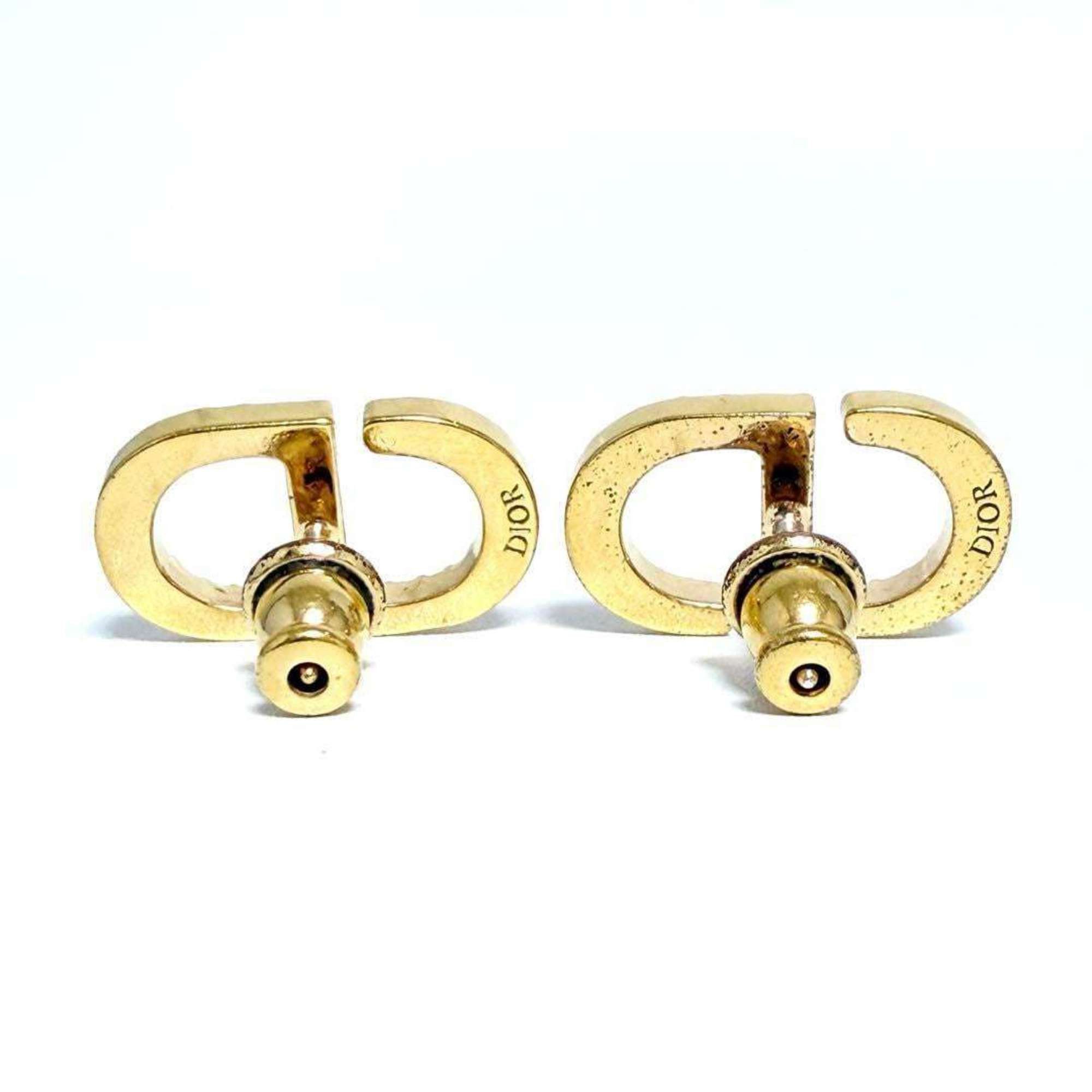 Dior Christian Dior Dior Petit CD Stud Earrings with Pink Rhinestones Size ONE SIZE - 2 Thumbnail