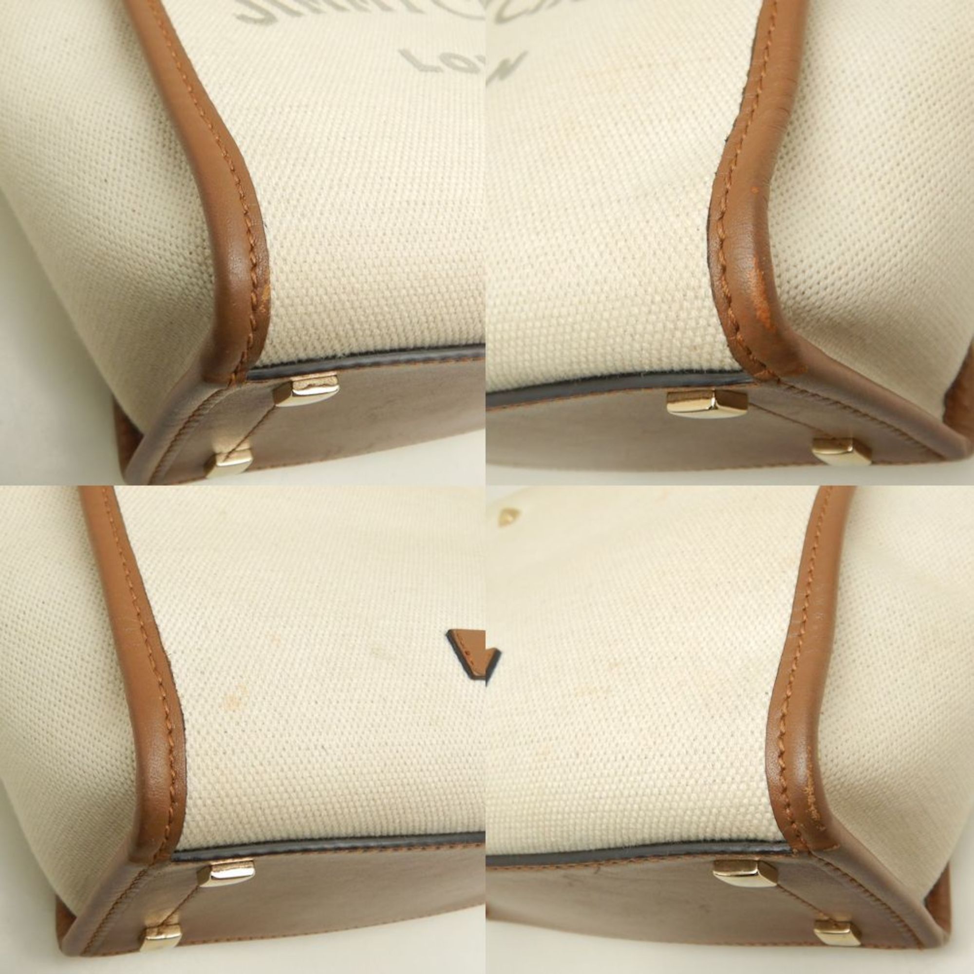 Jimmy Choo JIMMY CHOO VARENNE TOTE S Tote bag Cotton canvas x calfskin Ivory Brown 252741 Size ONE SIZE - 7 Thumbnail
