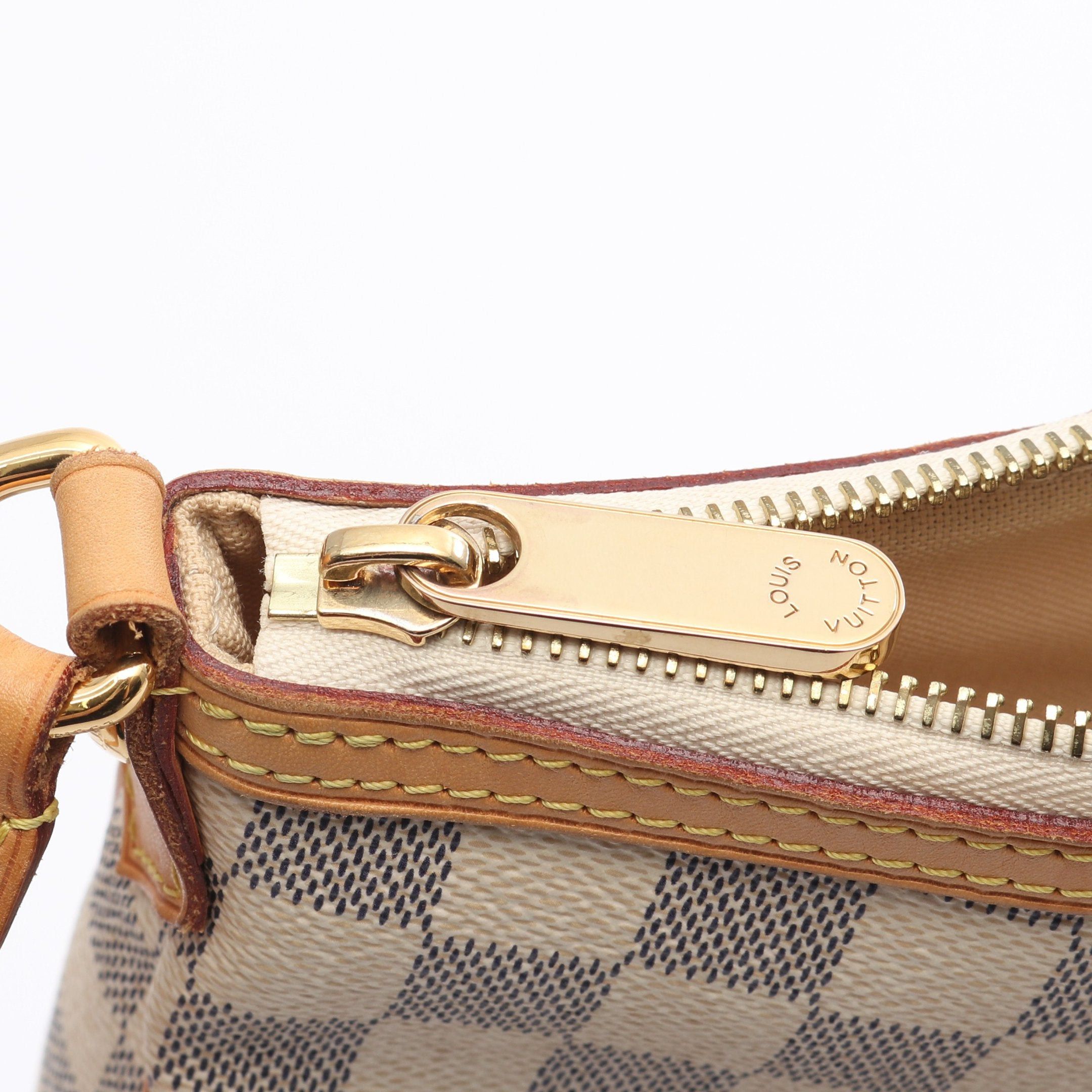 Louis Vuitton Louis Vuitton Siracusa Mm Damier Azur Shoulder Bag Leather White Size ONE SIZE - 14 Thumbnail