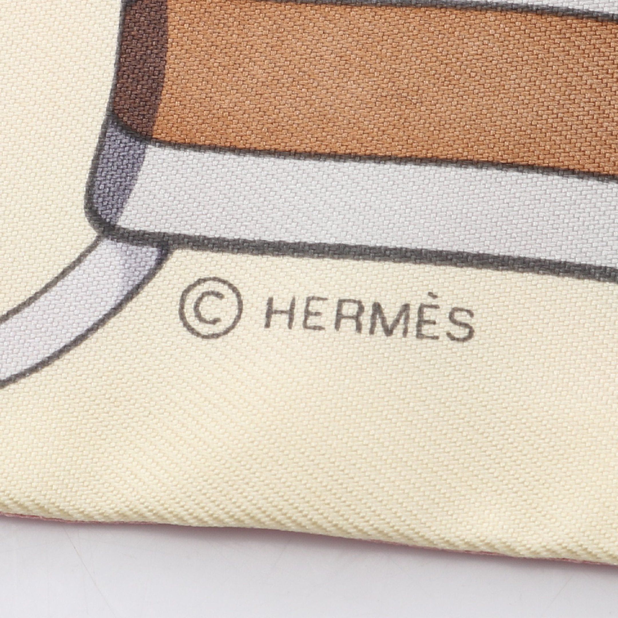 Hermes Hermes Twilly Grand Tralala Ribbon Scarf Silk Light Beige Multicolor Size ONE SIZE - 2 Thumbnail
