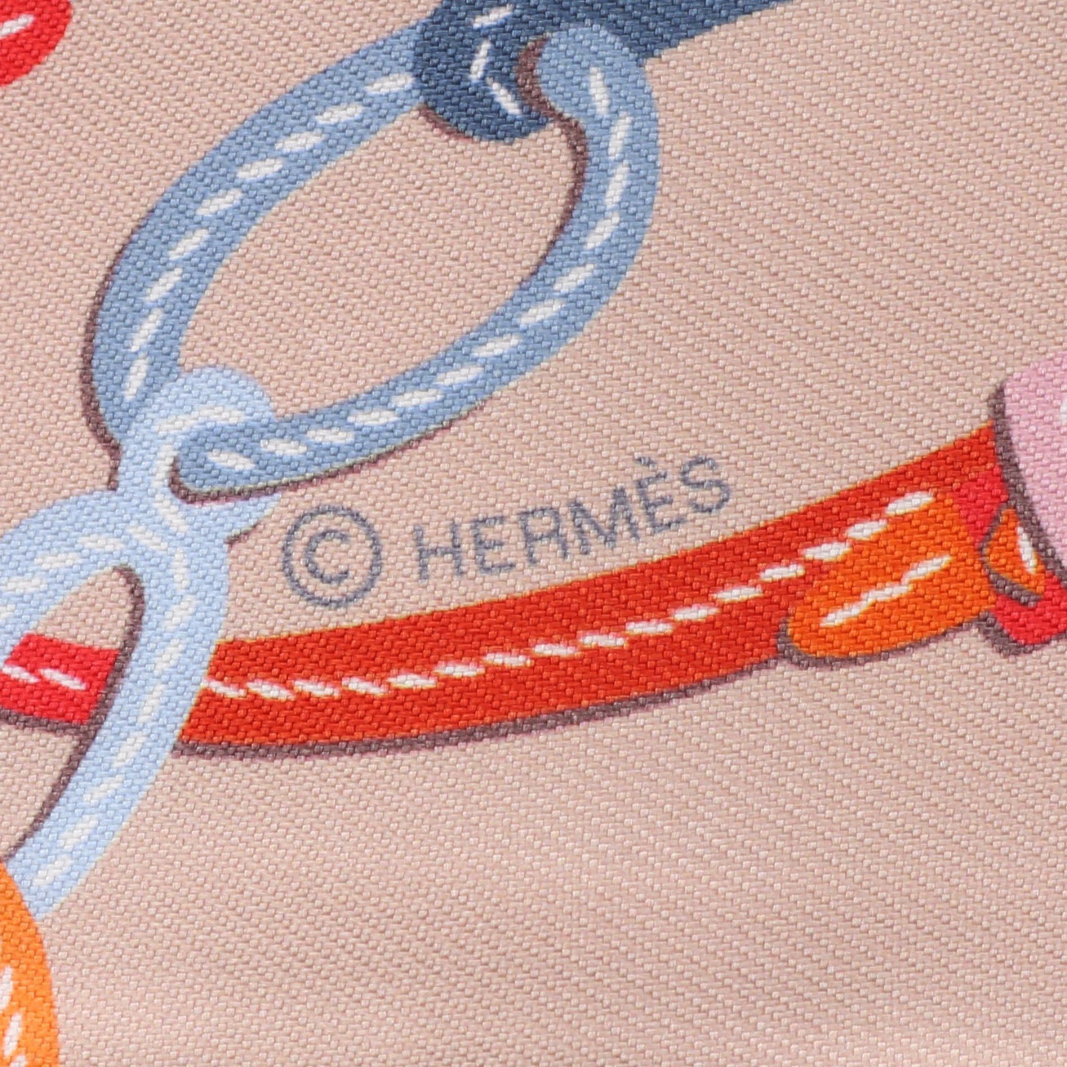 Hermes Hermes Twilly Brides De Gala Applique Pique Ribbon Scarf Silk Pink Beige Multicolor Size ONE SIZE - 2 Thumbnail