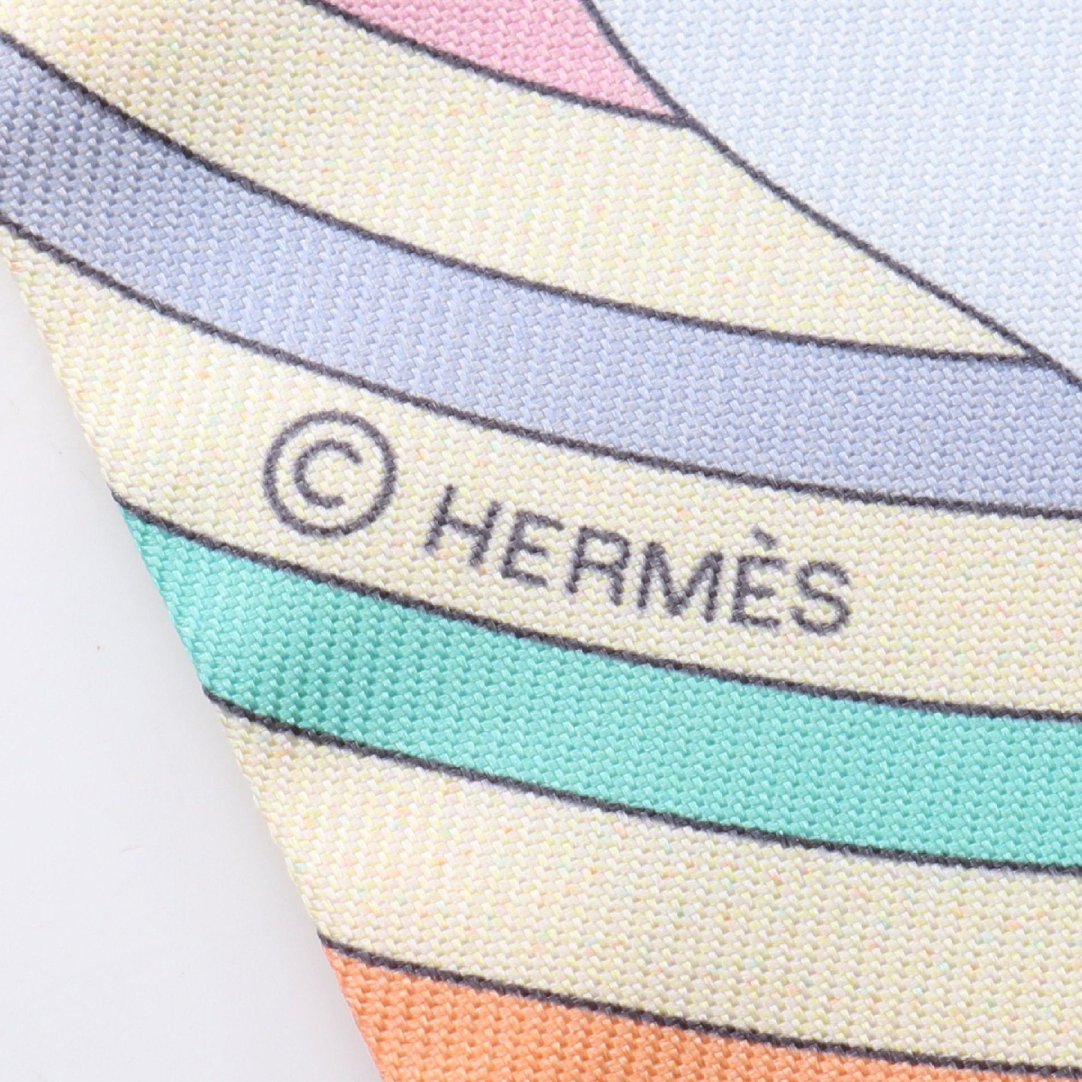 Hermes Hermes Twilly Carres Volants Ribbon Scarf Silk Light Blue Multicolor Size ONE SIZE - 2 Thumbnail