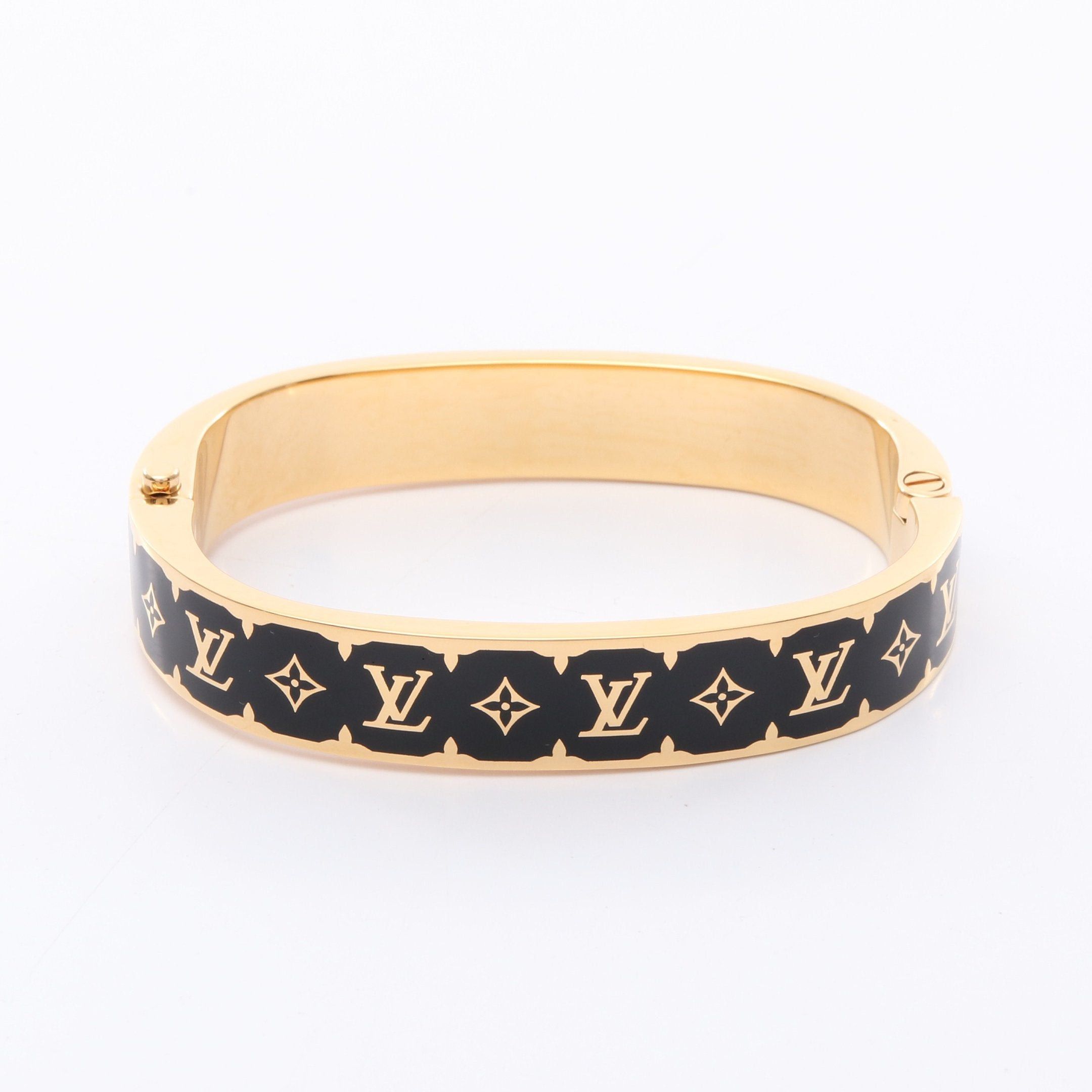 Louis Vuitton Louis Vuitton Bracelet Nanogram Enamel Bangle Gp Gold Black Size ONE SIZE - 2 Thumbnail