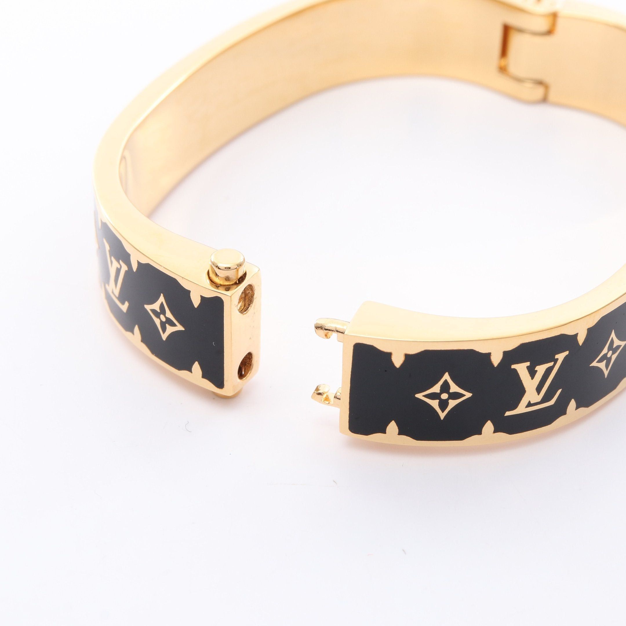 Louis Vuitton Louis Vuitton Bracelet Nanogram Enamel Bangle Gp Gold Black Size ONE SIZE - 3 Thumbnail