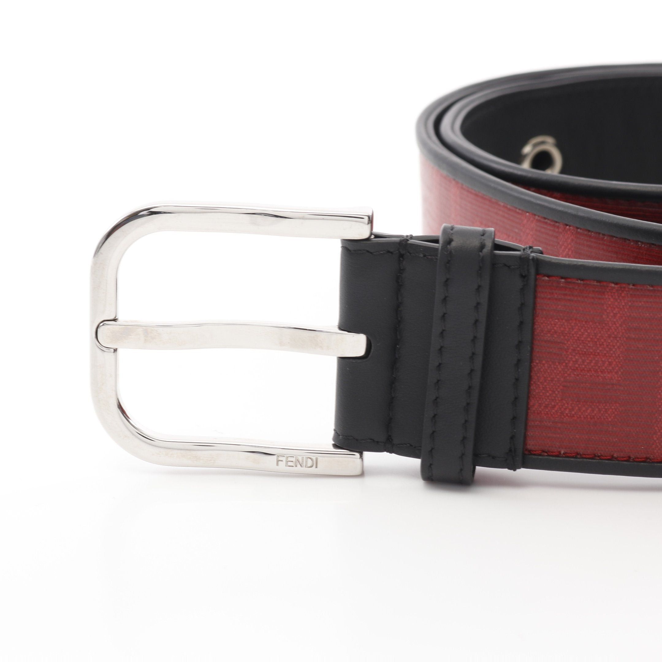 Fendi Fendi Belt Leather Coated Canvas Red Black Size ONE SIZE - 2 Thumbnail