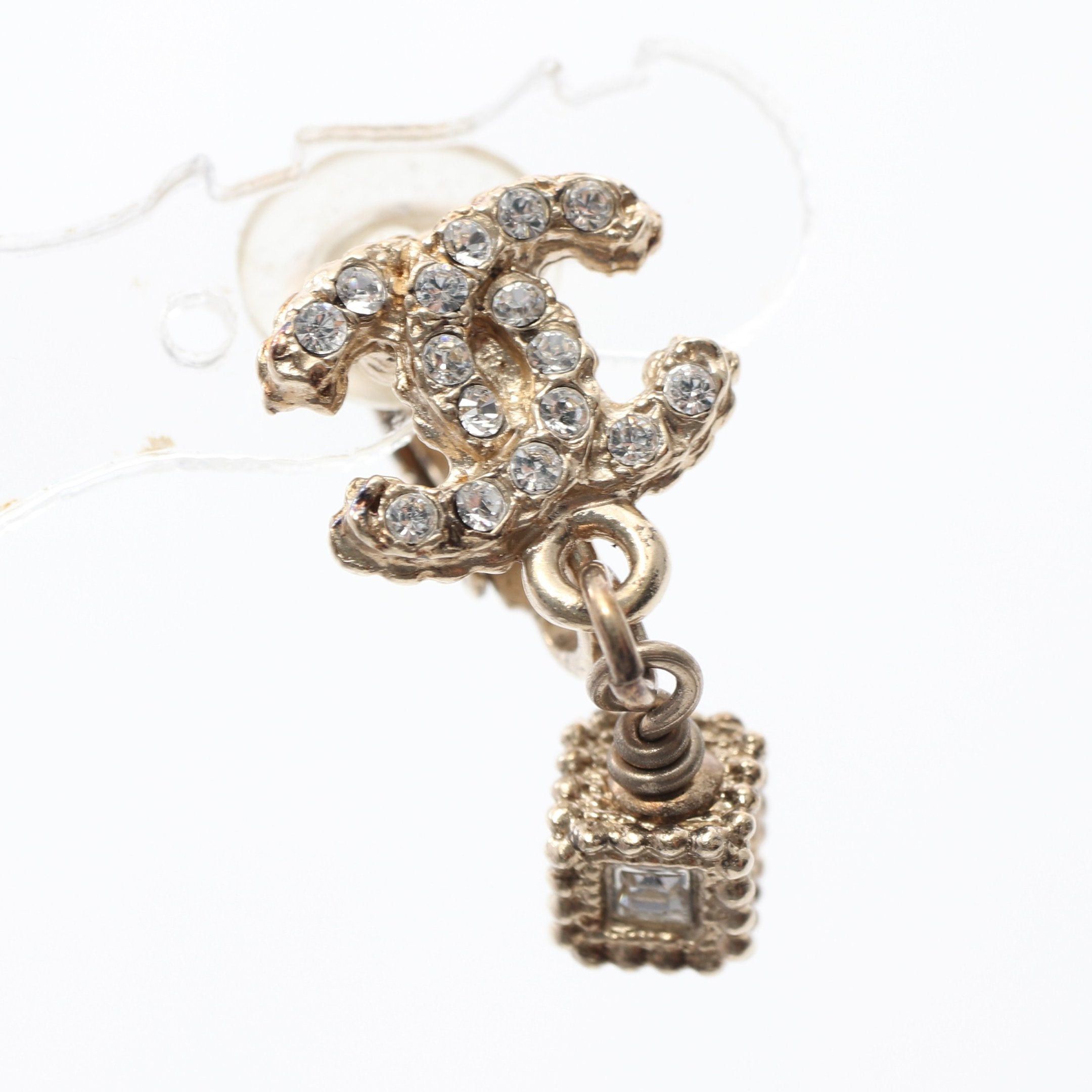 Chanel Chanel Coco Mark Earrings Gp Rhinestone Gold Clear A11A Size ONE SIZE - 6 Thumbnail