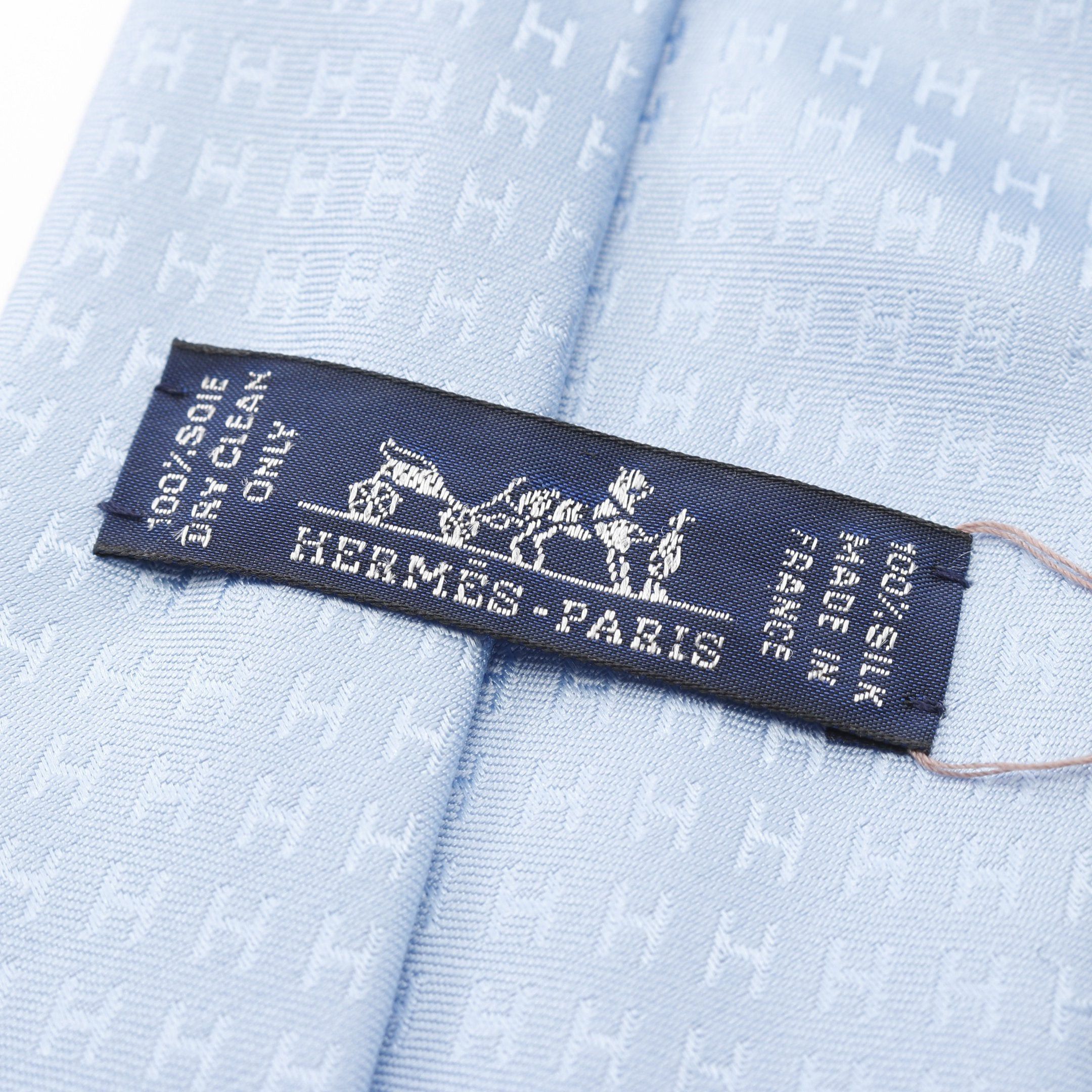 Hermes Hermes H Pattern Tie Silk Light Blue Size ONE SIZE - 4 Thumbnail
