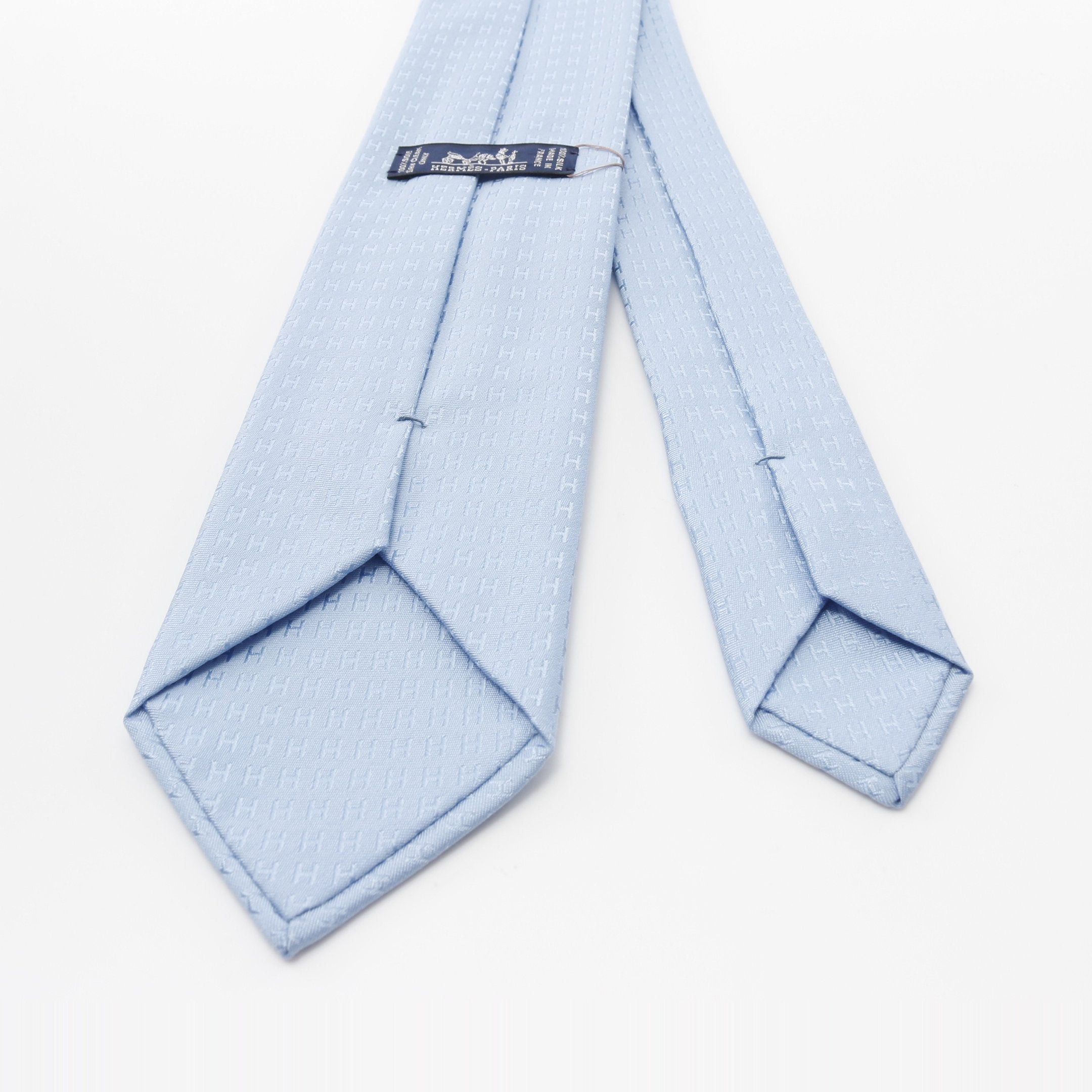 Hermes Hermes H Pattern Tie Silk Light Blue Size ONE SIZE - 3 Thumbnail