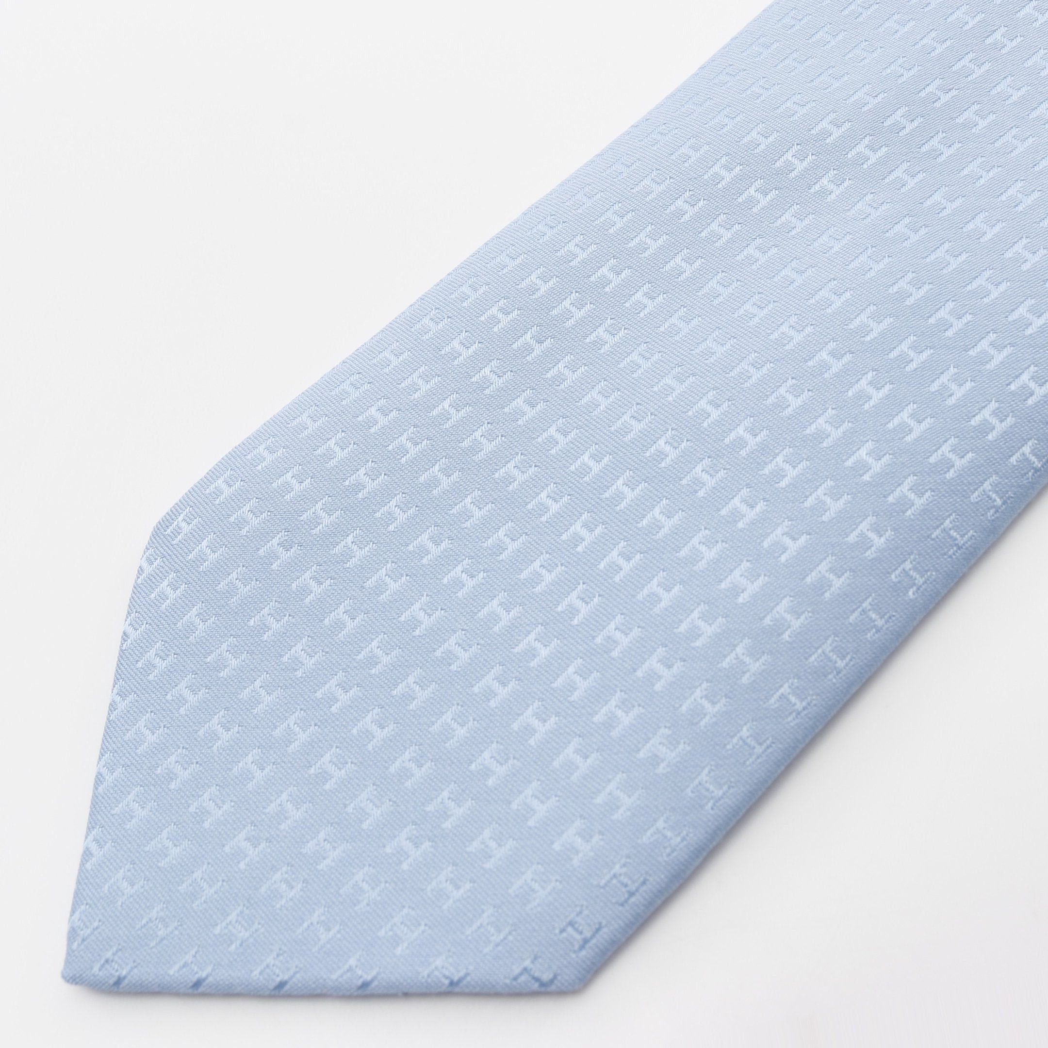 Hermes Hermes H Pattern Tie Silk Light Blue Size ONE SIZE - 6 Thumbnail