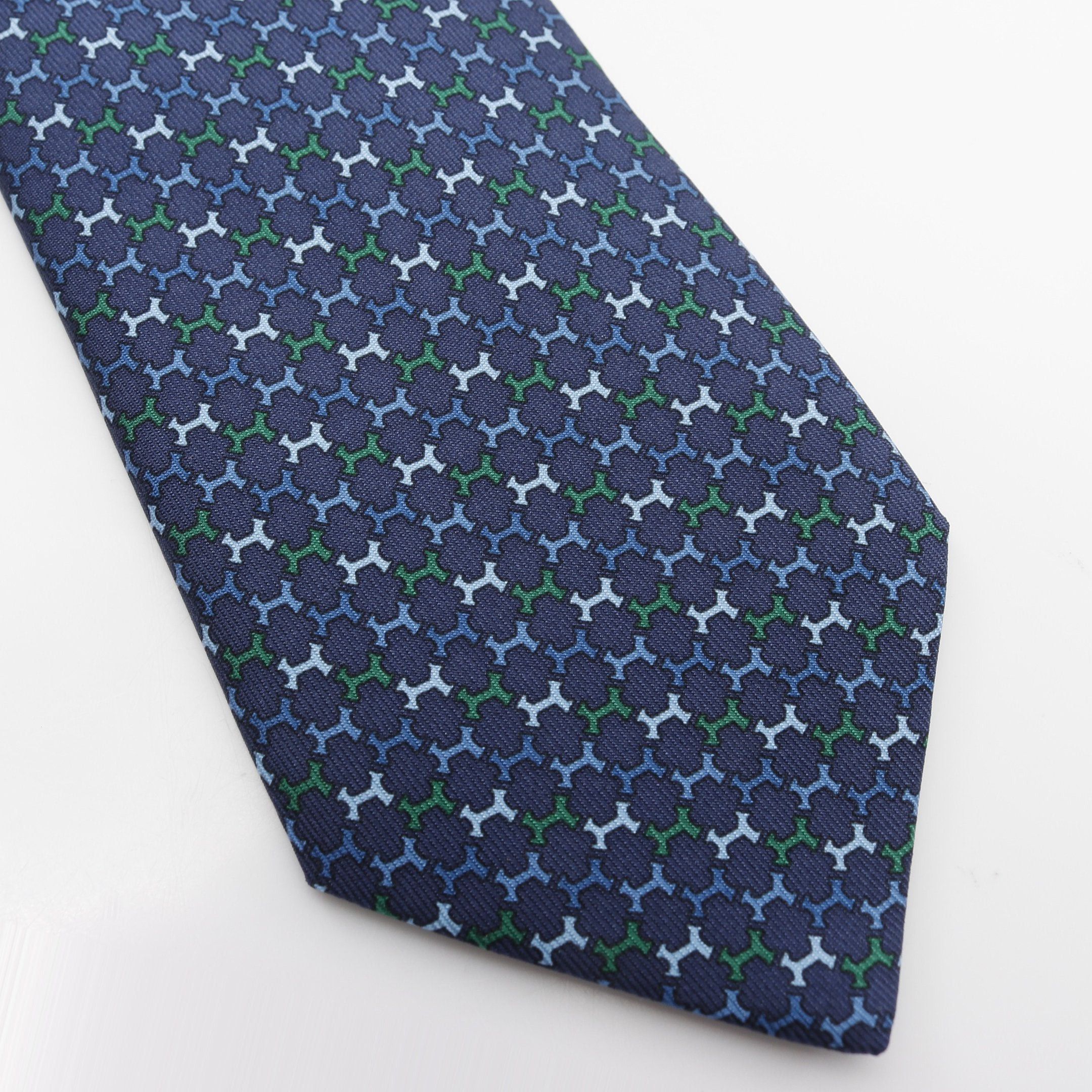 Hermes Hermes H Pattern Tie Silk Dark Blue Size ONE SIZE - 6 Thumbnail