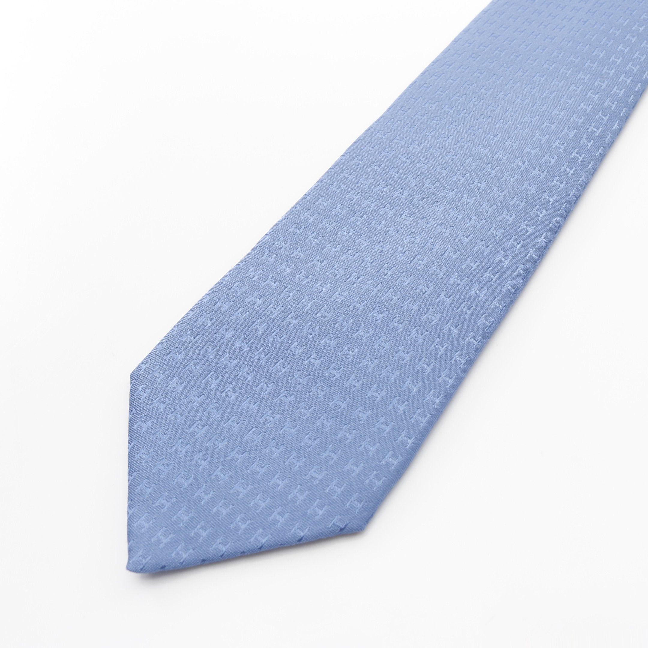Hermes Hermes H Pattern Tie Silk Blue Gray Size ONE SIZE - 6 Thumbnail