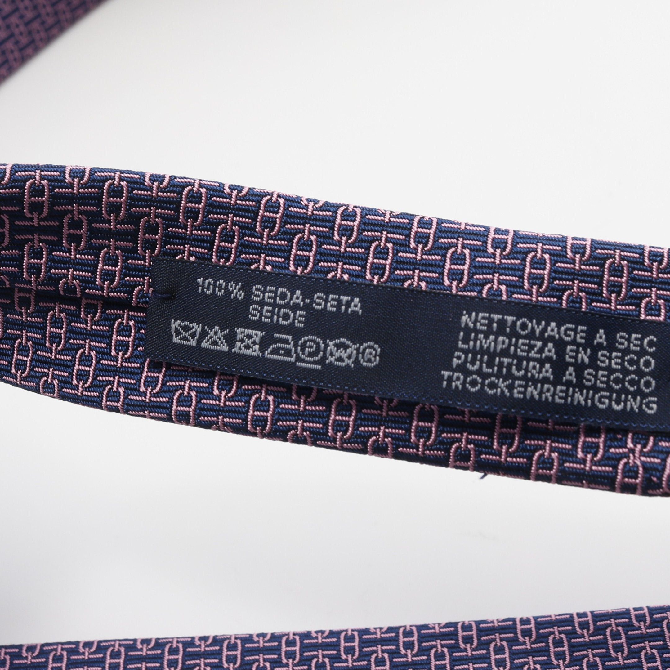 Hermes Hermes Tie Silk Navy Pink Size ONE SIZE - 5 Thumbnail