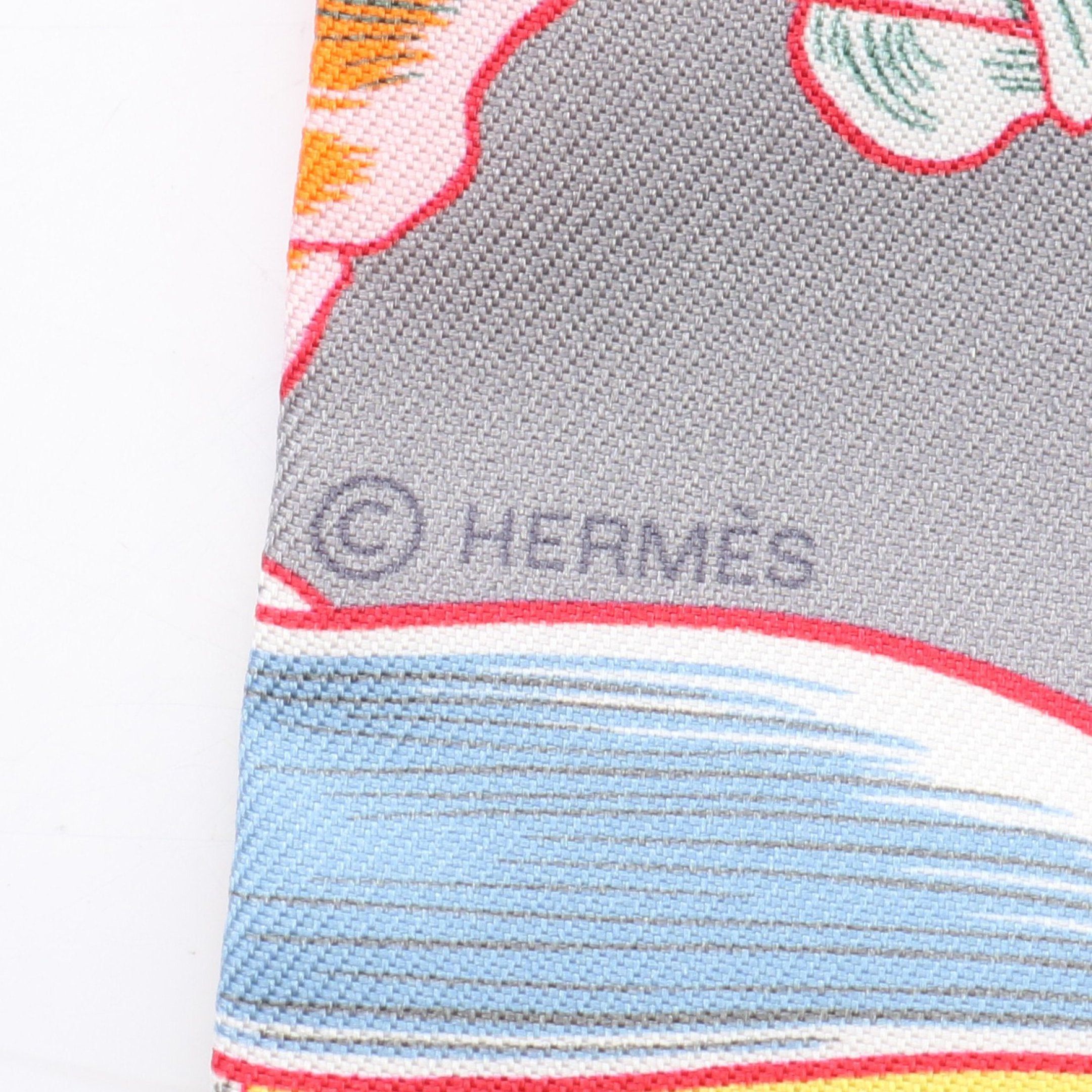 Hermes Hermes Twilly Dress Code Ribbon Scarf Silk Gray Multicolor Size ONE SIZE - 2 Thumbnail