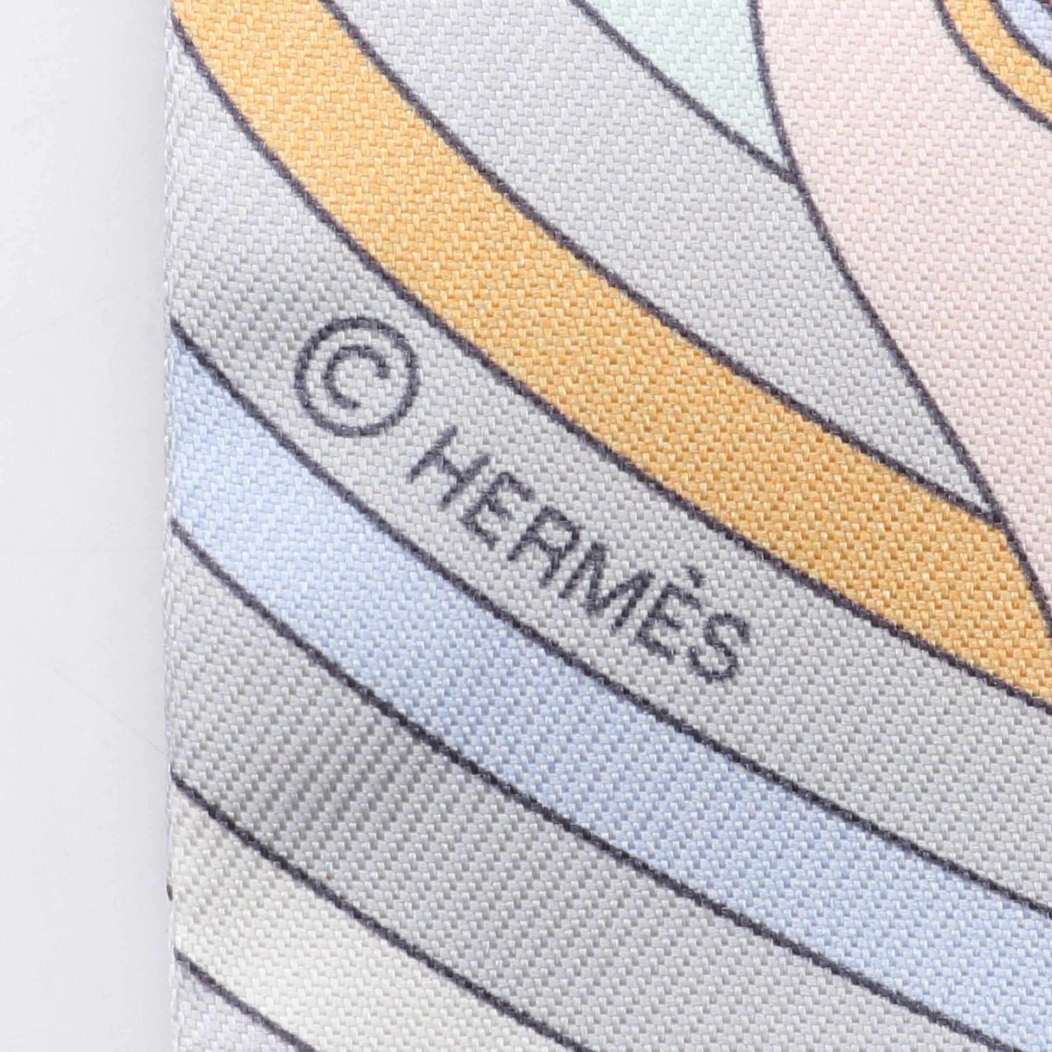 Hermes Hermes Twilly Carres Volants Ribbon Scarf Silk Light Pink Multicolor Size ONE SIZE - 2 Thumbnail