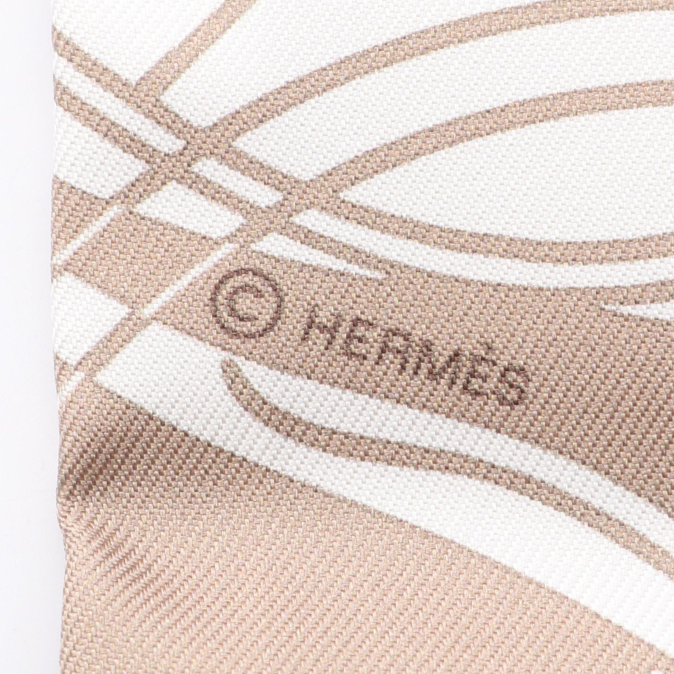 Hermes Hermes Twilly Ex-Libris Ribbon Scarf Silk Beige Multicolor Size ONE SIZE - 2 Thumbnail