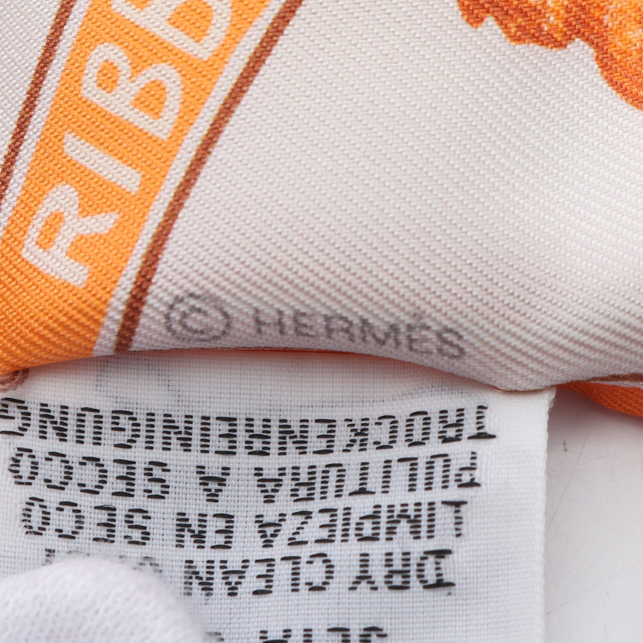 Hermes Hermes Twilly Funny Ice Cream Ribbon Scarf Silk Orange Multicolor Size ONE SIZE - 2 Thumbnail
