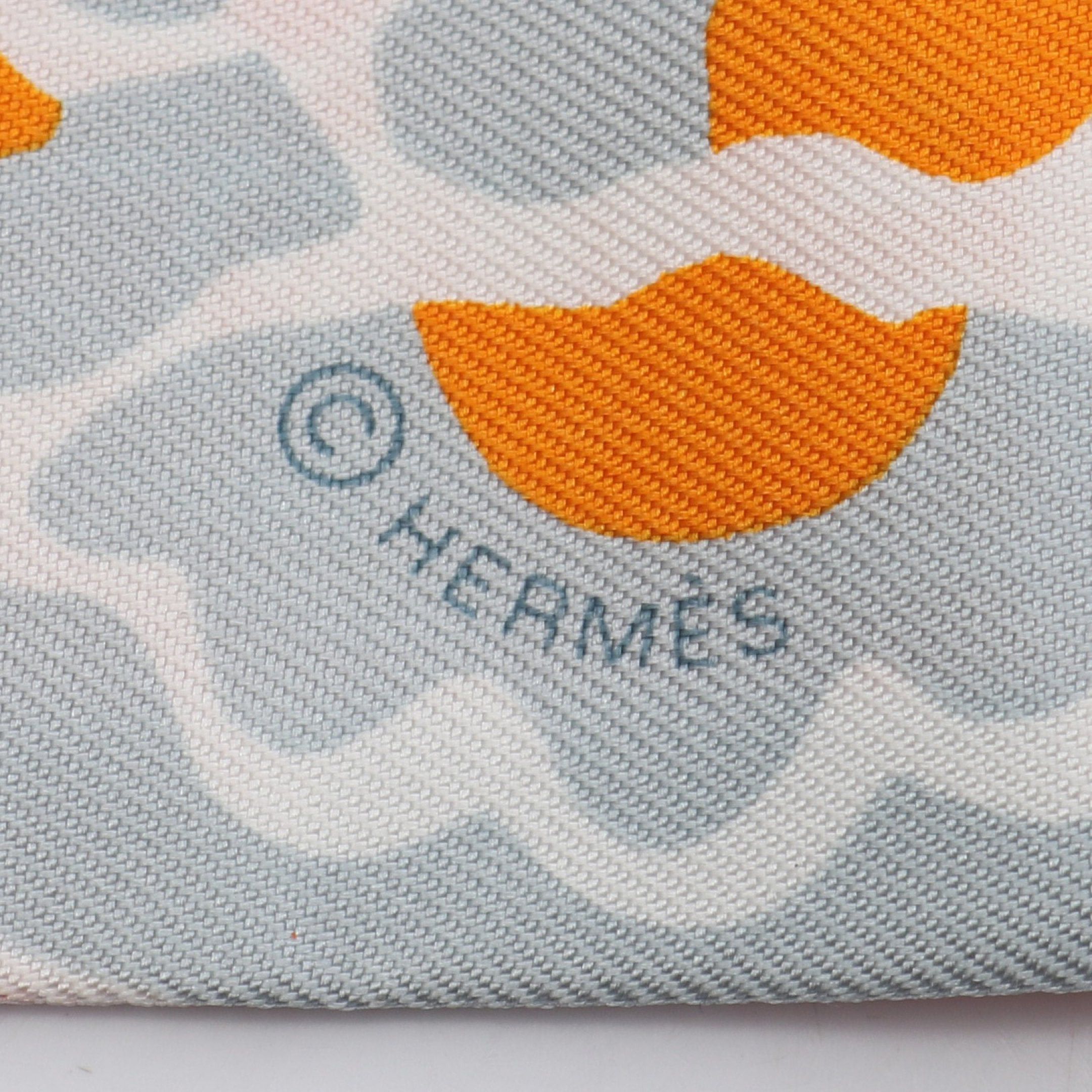 Hermes Hermes Twilly Bingata Ribbon Scarf Silk Orange Pink Multicolor Size ONE SIZE - 2 Thumbnail