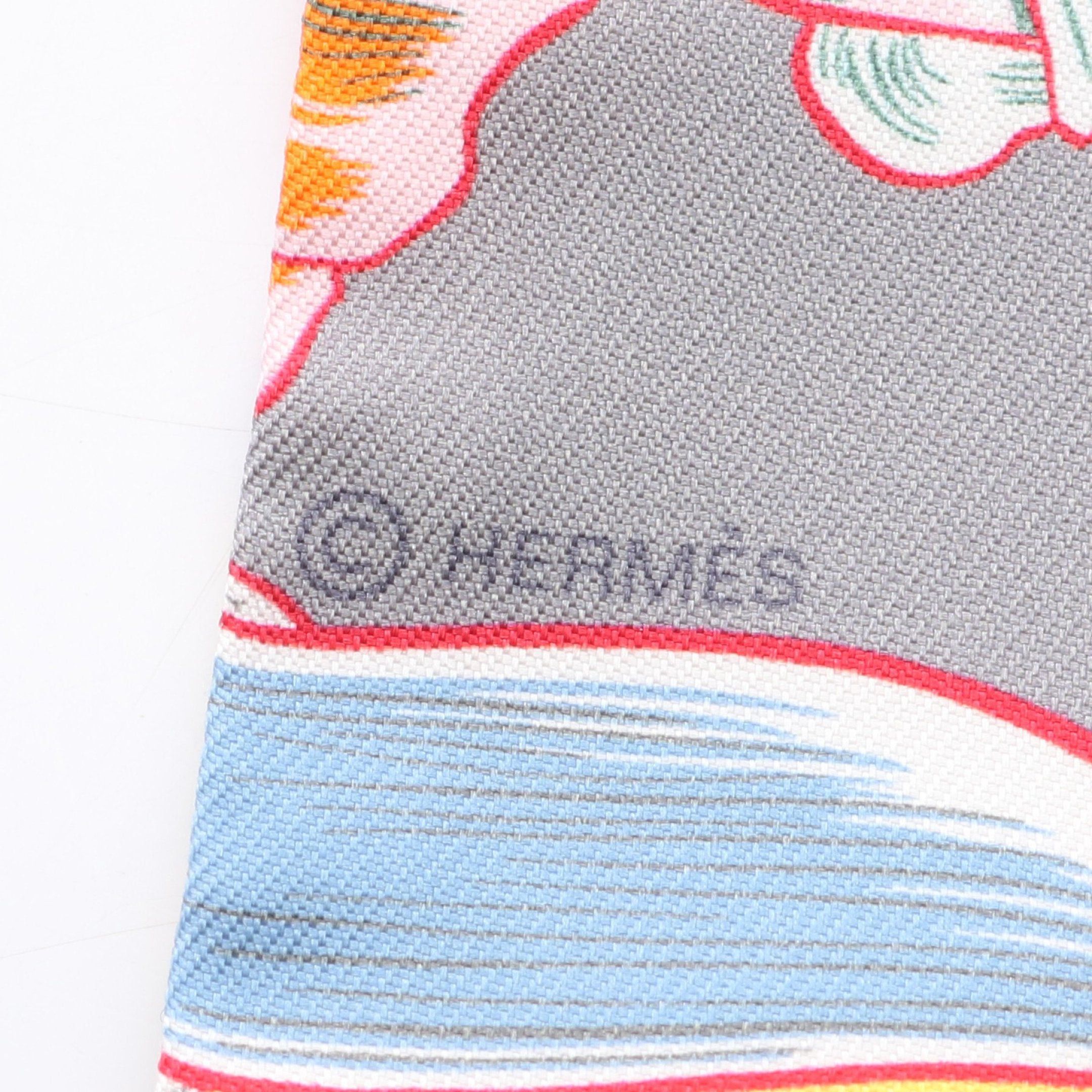 Hermes Hermes Twilly Dresse Code Ribbon Scarf Silk Gray Multicolor Size ONE SIZE - 2 Thumbnail