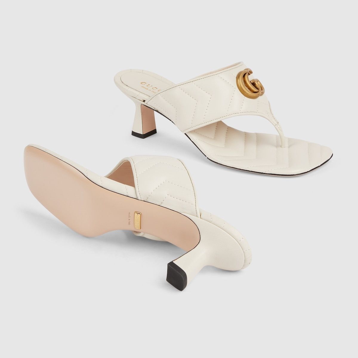 Gucci double G leather thong sandal white Size US 9.5 / IT 39.5 - 4 Thumbnail