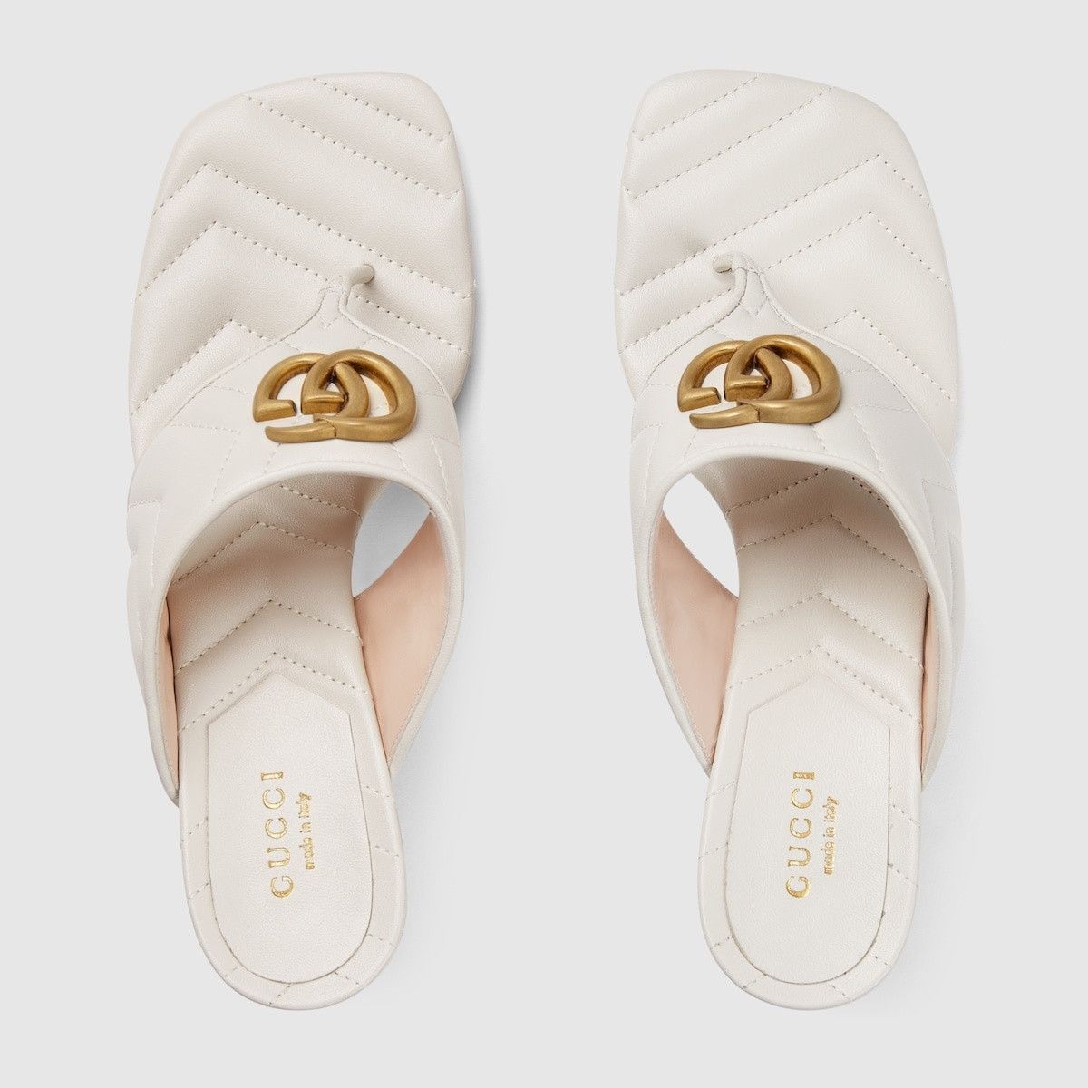 Gucci double G leather thong sandal white Size US 9.5 / IT 39.5 - 3 Thumbnail