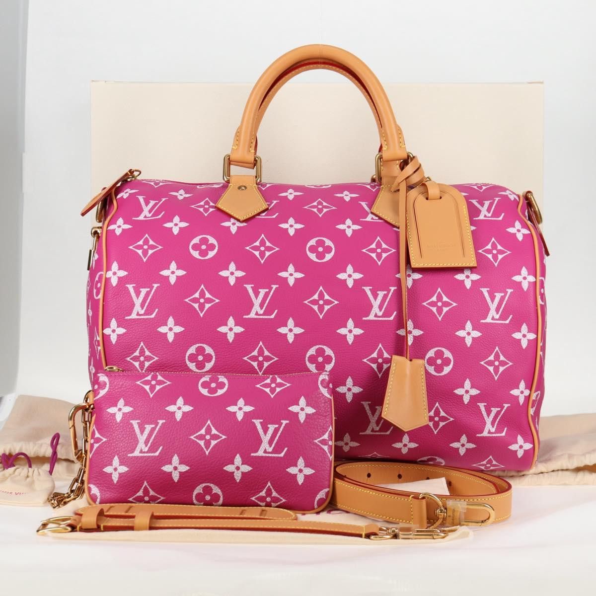 LOUIS VUITTON Monogram Speedy P9 Bandouliere 40 Bag Pink M11563 LV