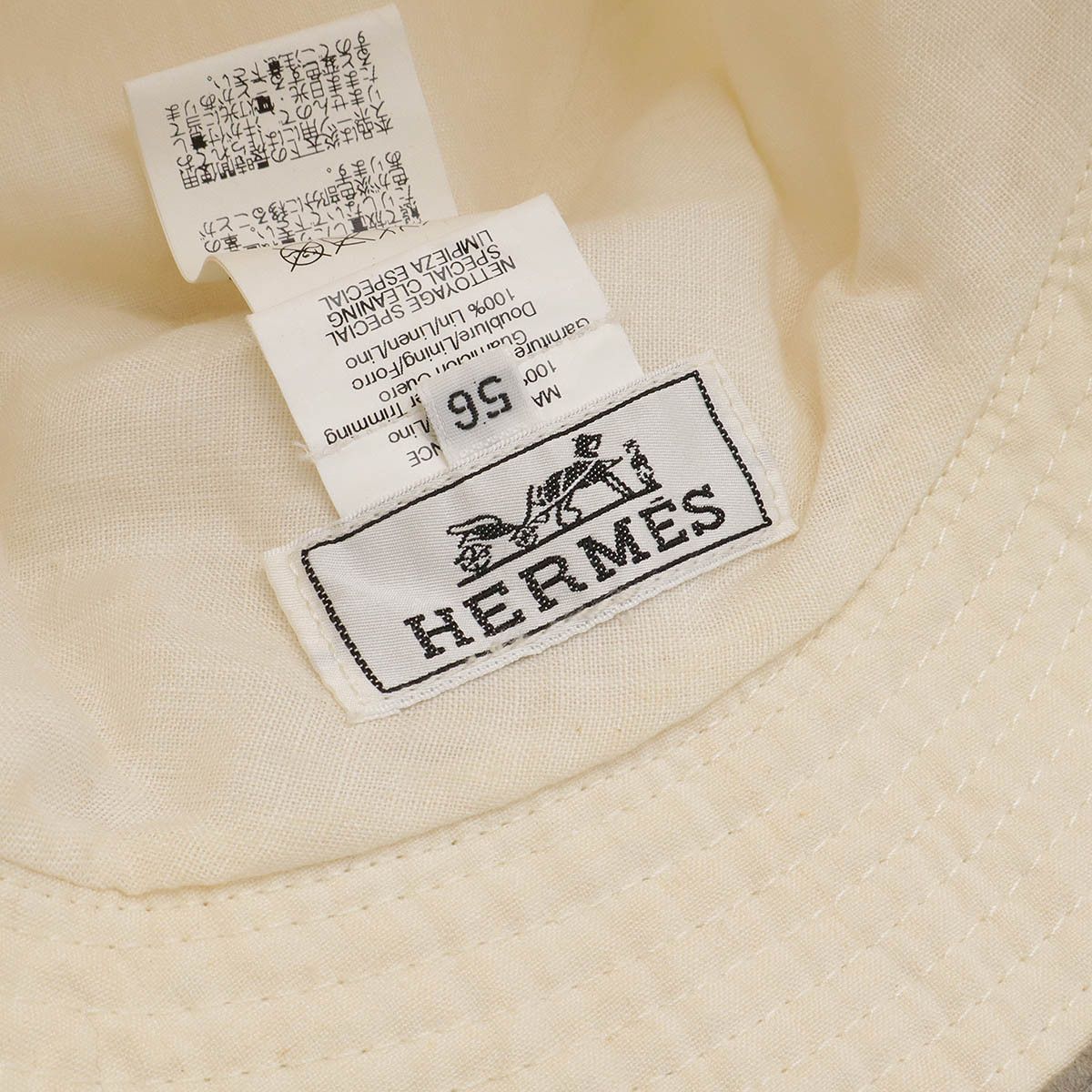 Hermes Hermes Hermes Linen H Logo Embroidered Bucket Hat Natural Material Hats #56 DUTY FREE for USA Size ONE SIZE - 7 Thumbnail