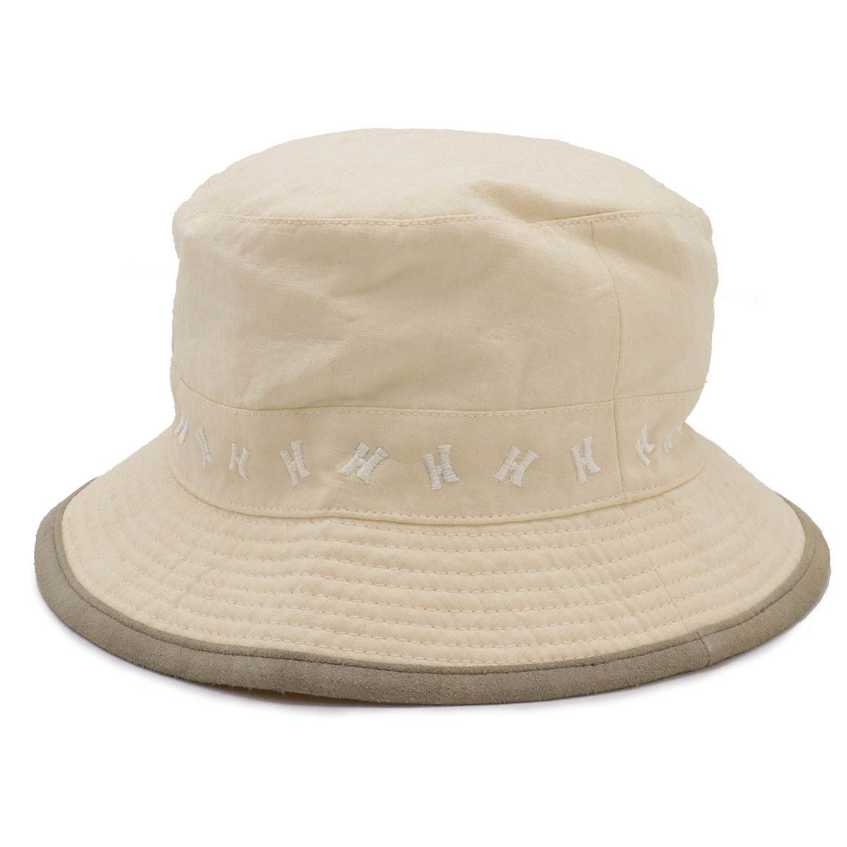 Hermes Hermes Hermes Linen H Logo Embroidered Bucket Hat Natural Material Hats #56 DUTY FREE for USA Size ONE SIZE - 2 Thumbnail