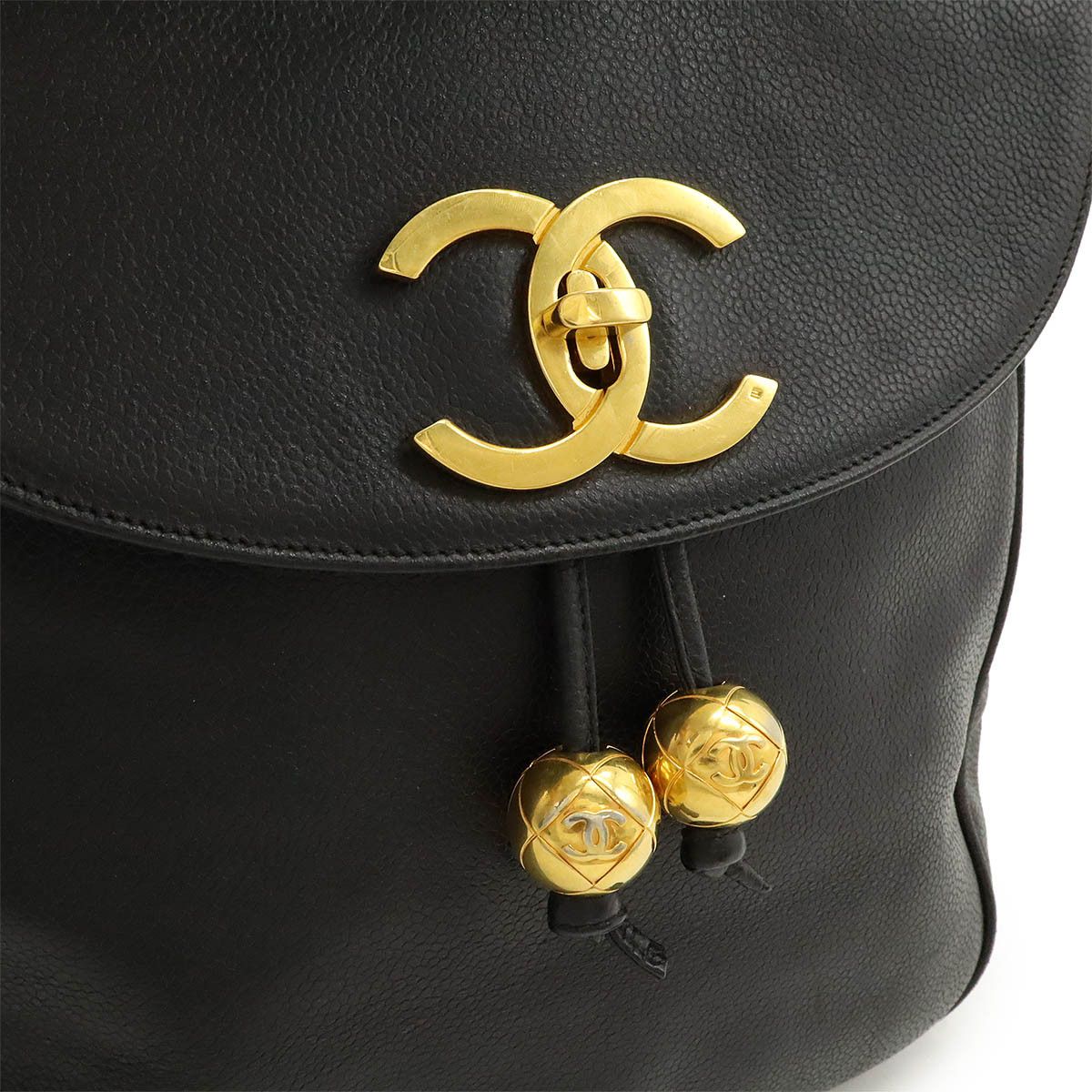 Chanel Chanel Chanel Caviar Skin Coco Ball Coco Mark Drawstring Backpack Leather Black Leather Backpack Size ONE SIZE - 9 Thumbnail