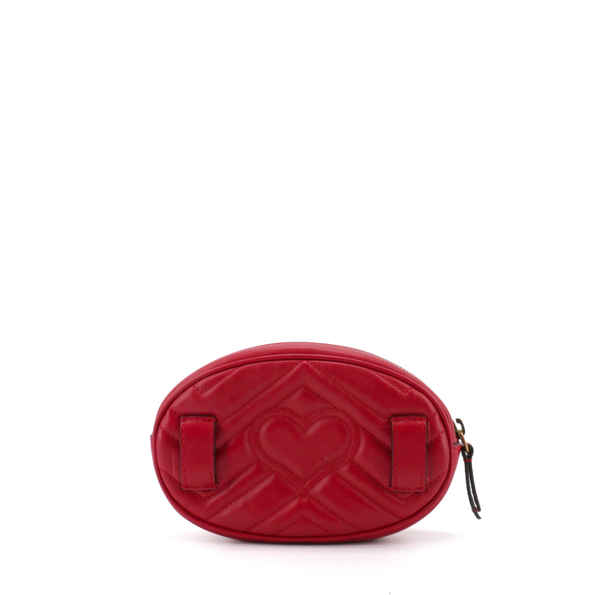 Gucci GUCCI - Gucci GG Marmont belt bag in red chevron leather Size ONE SIZE - 3 Thumbnail