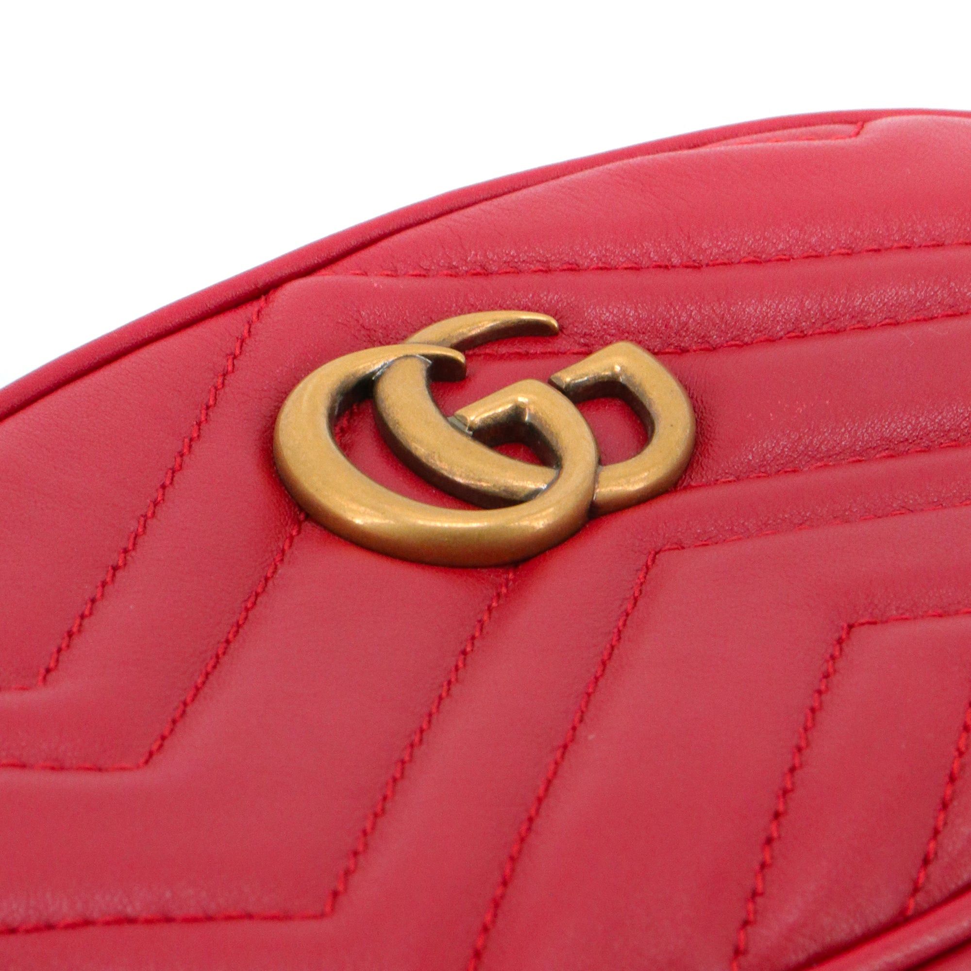 Gucci GUCCI - Gucci GG Marmont belt bag in red chevron leather Size ONE SIZE - 5 Thumbnail