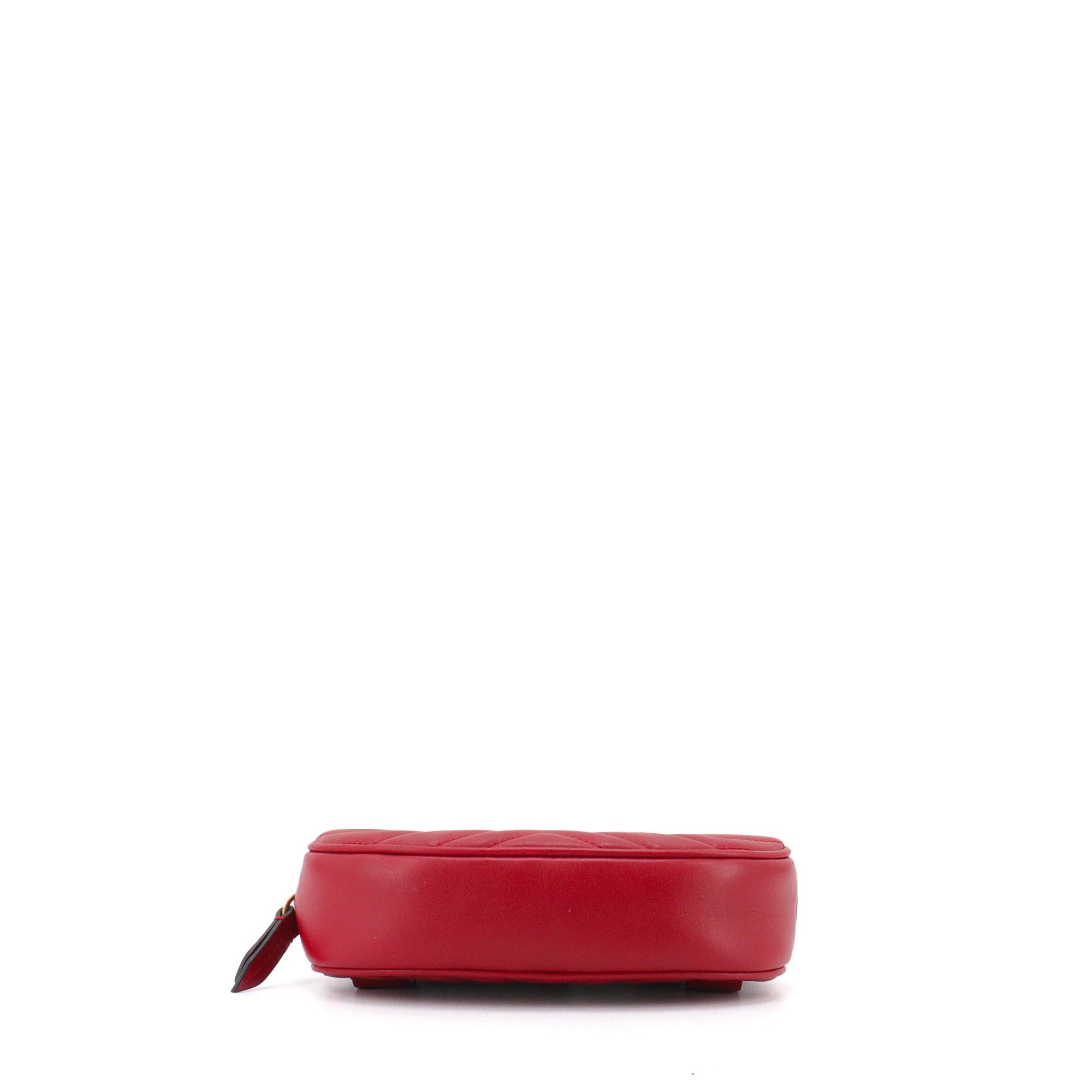 Gucci GUCCI - Gucci GG Marmont belt bag in red chevron leather Size ONE SIZE - 4 Thumbnail