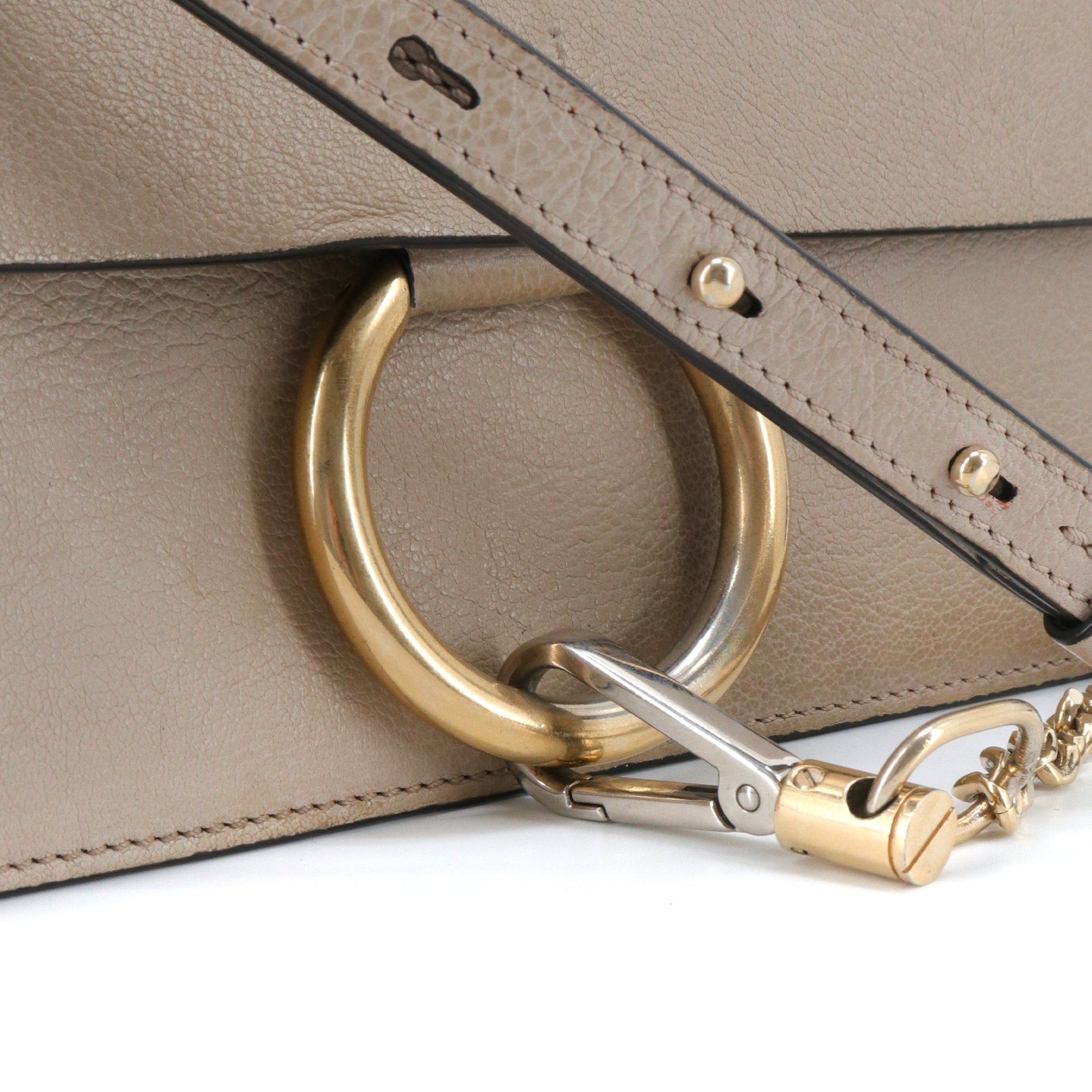 Chloe CHLOÉ - Chloé Faye PM shoulder bag in taupe grained leather Size ONE SIZE - 6 Thumbnail