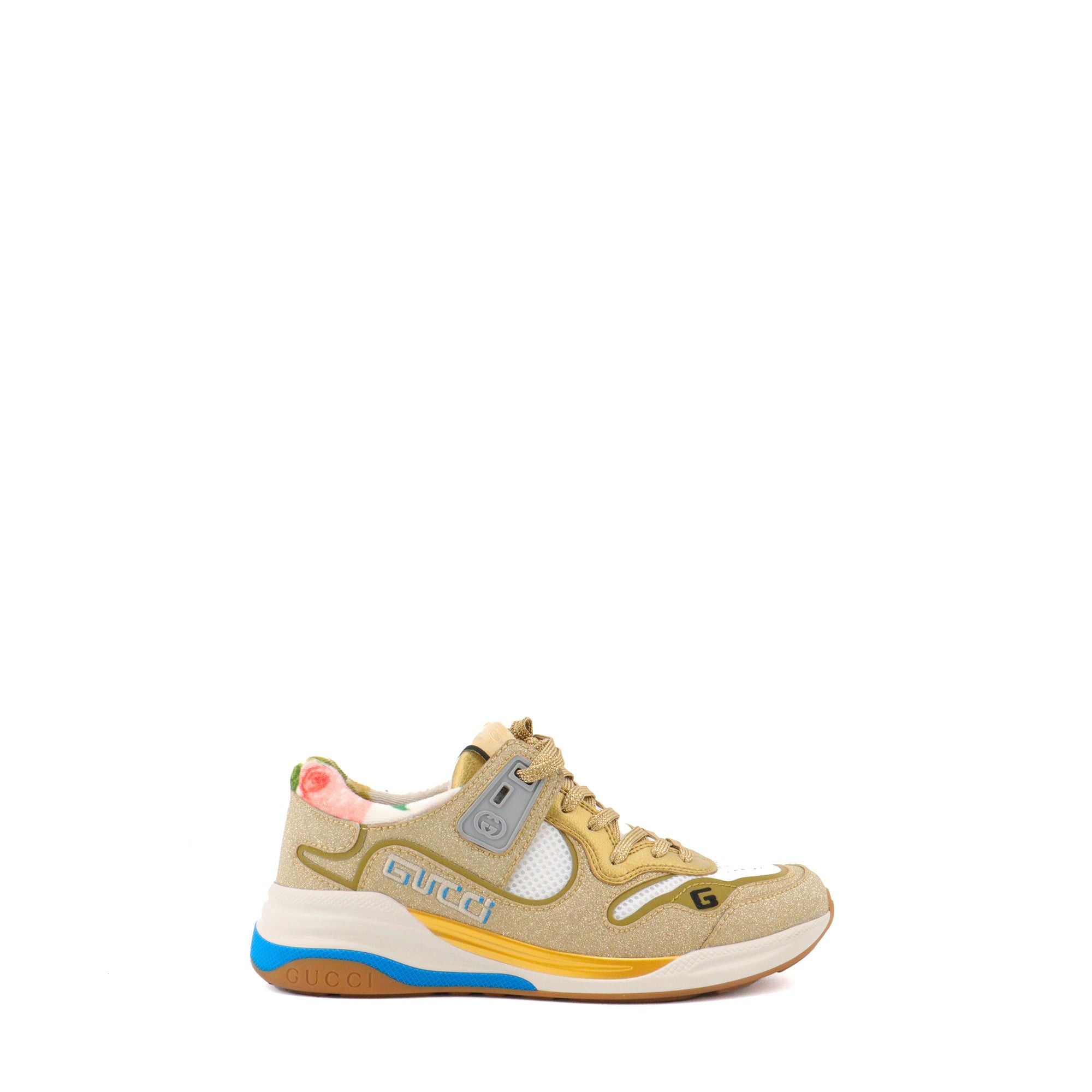 Gucci GUCCI - Gucci Ultrapace sneakers with gold glitter (T36) Size US 5 / IT 35 - 2 Thumbnail