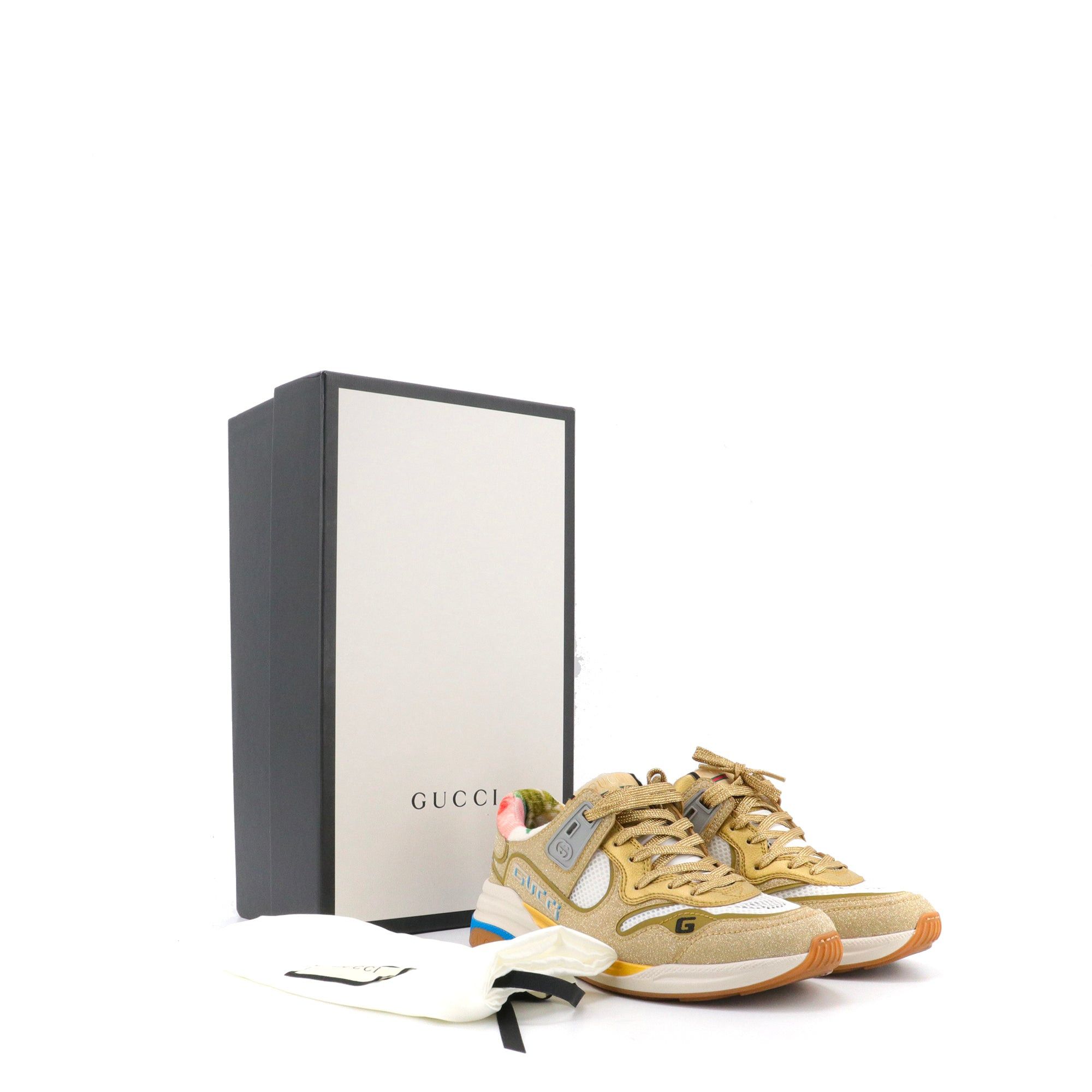Gucci GUCCI - Gucci Ultrapace sneakers with gold glitter (T36) Size US 5 / IT 35 - 7 Thumbnail