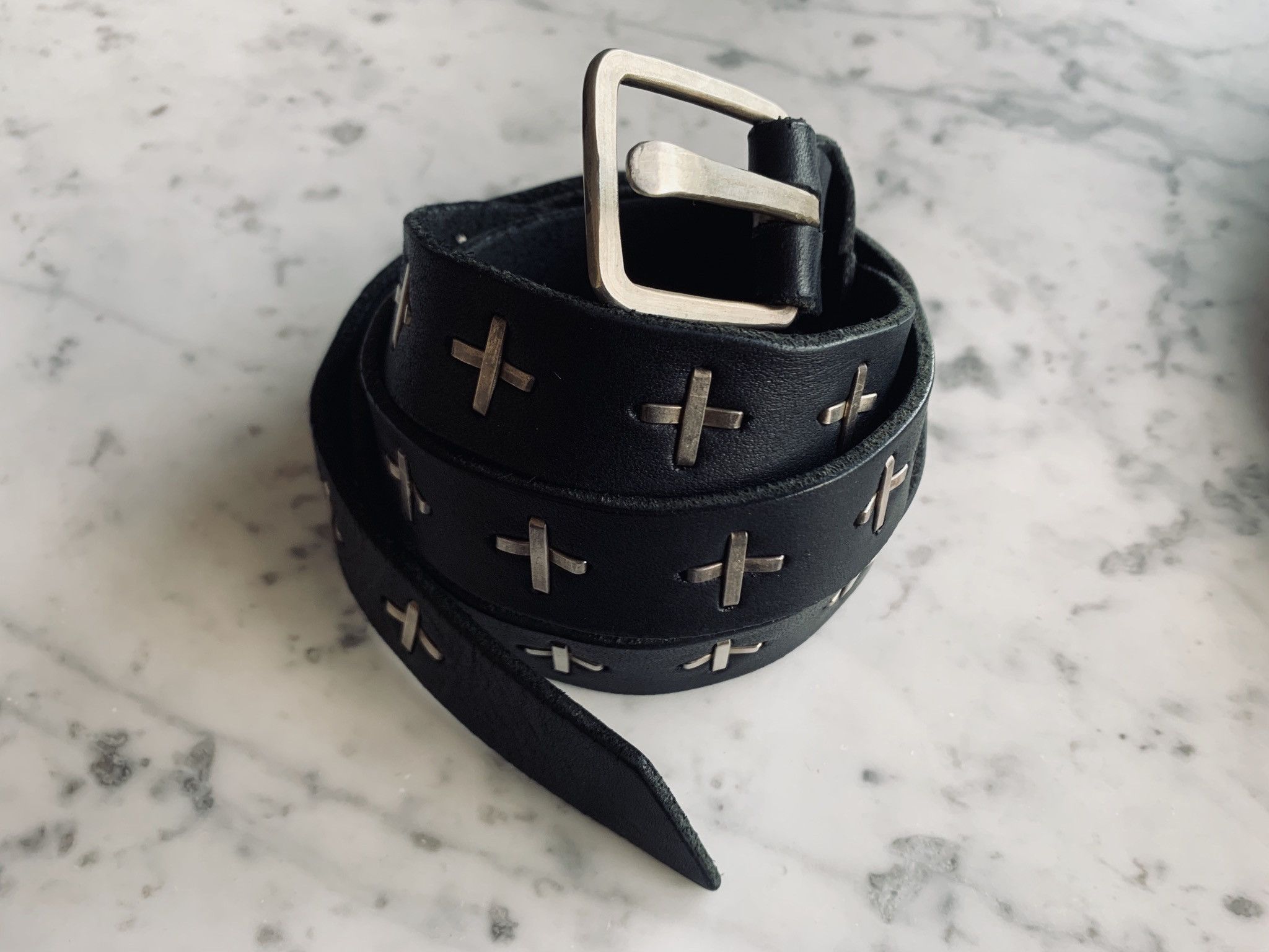 Ma+ Black Calf Leather '+' Belt Size ONE SIZE - 2 Thumbnail