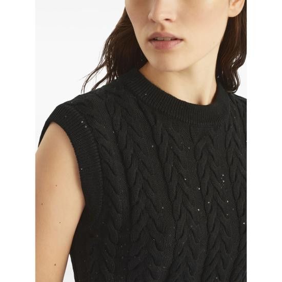 Brunello Cucinelli BRUNELLO CUCINELLI Women Tops MDV798130 C101 BLACK Size S / US 4 / IT 40 - 5 Thumbnail