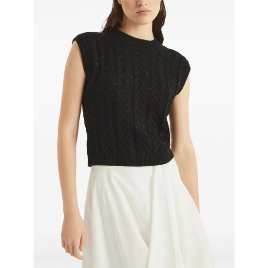 Brunello Cucinelli BRUNELLO CUCINELLI Women Tops MDV798130 C101 BLACK Size S / US 4 / IT 40 - 4 Thumbnail