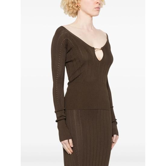 Jacquemus JACQUEMUS Women Tops 251KN357 2424 880 BROWN Size M / US 6-8 / IT 42-44 - 3 Thumbnail